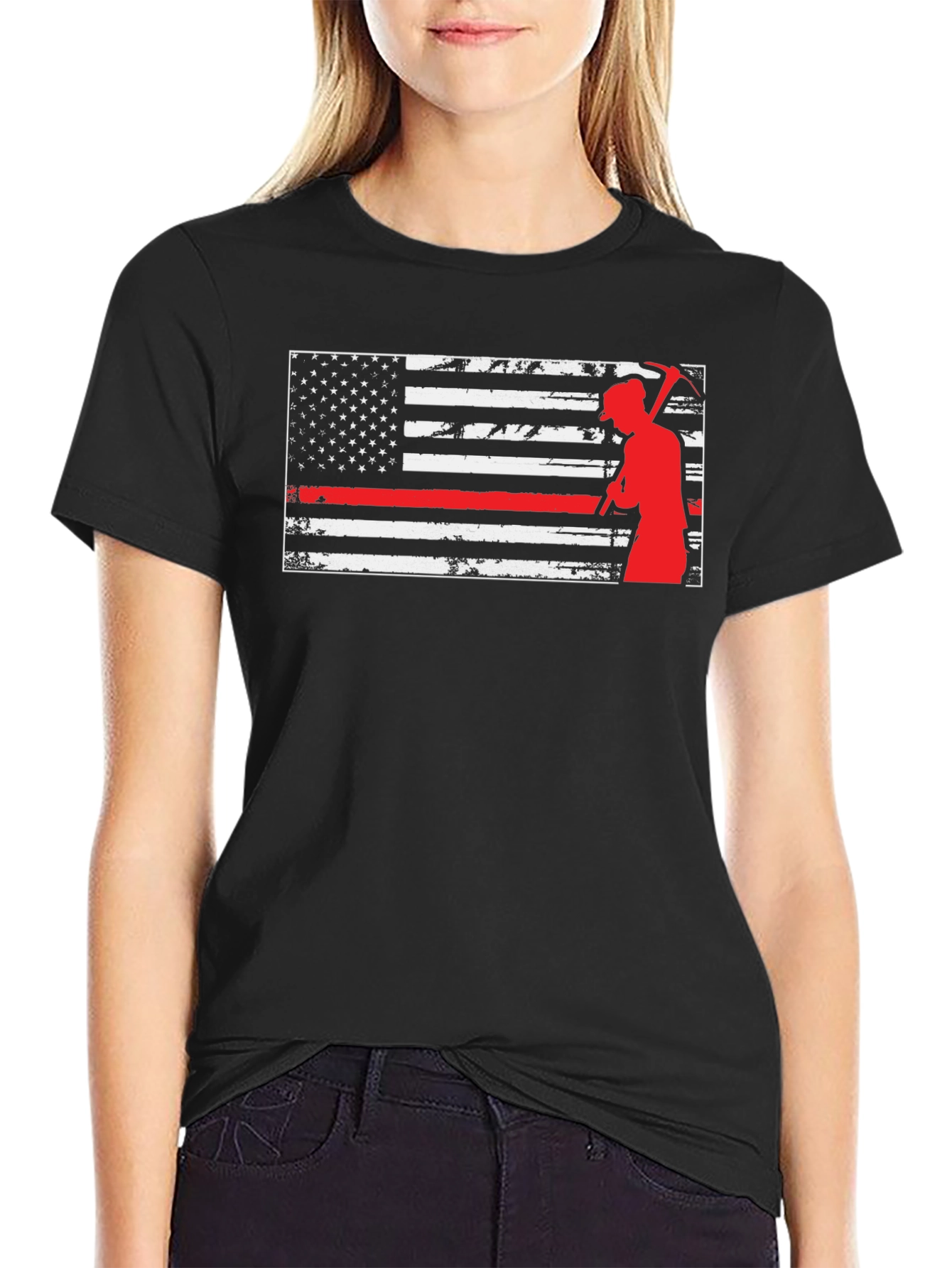 Thin Red Line Miner American Flag T-Shirt