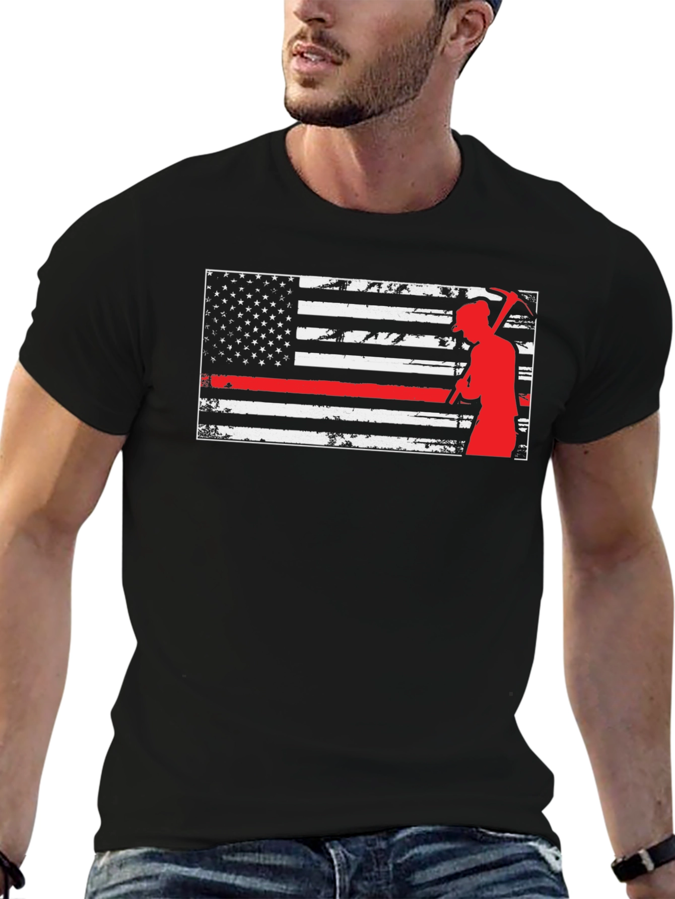 Thin Red Line Miner American Flag T-Shirt