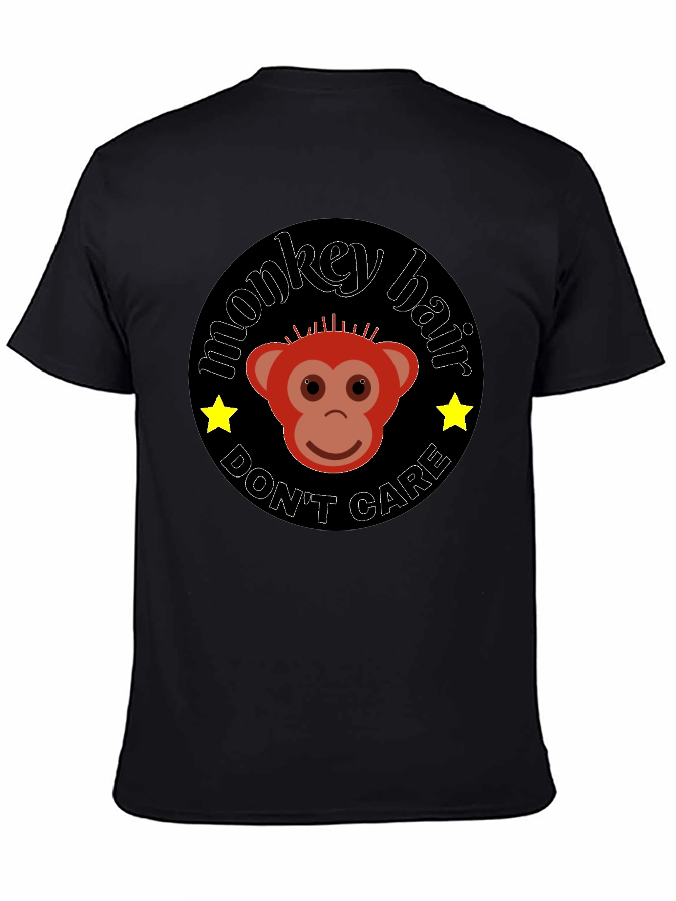 Monkey Hair Dont Care Black Graphic Tee