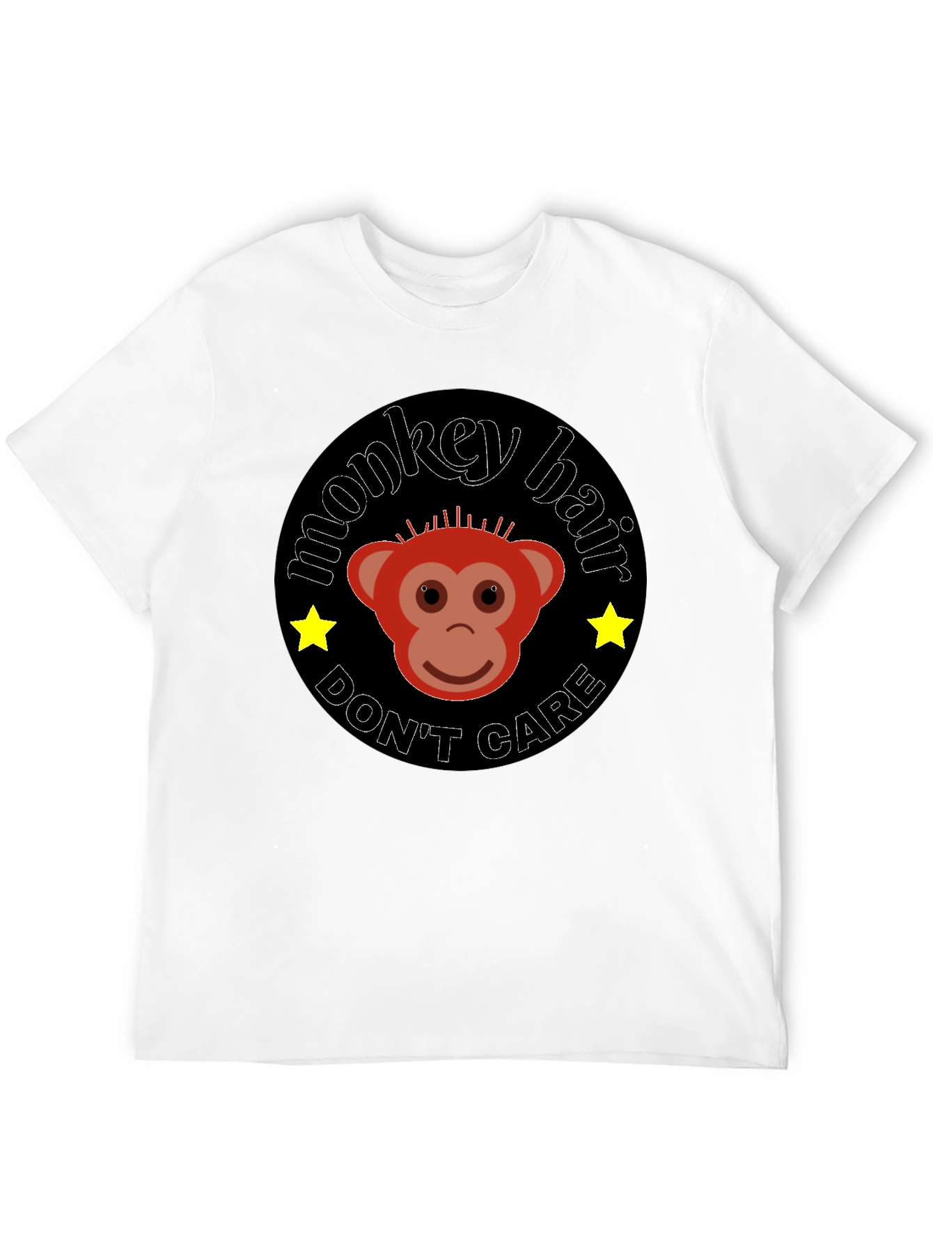 Monkey Hair Dont Care Black Graphic Tee