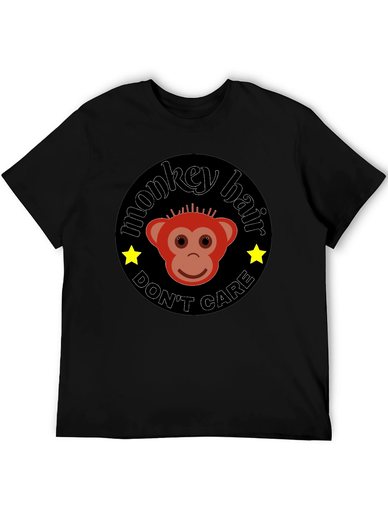Monkey Hair Dont Care Black Graphic Tee