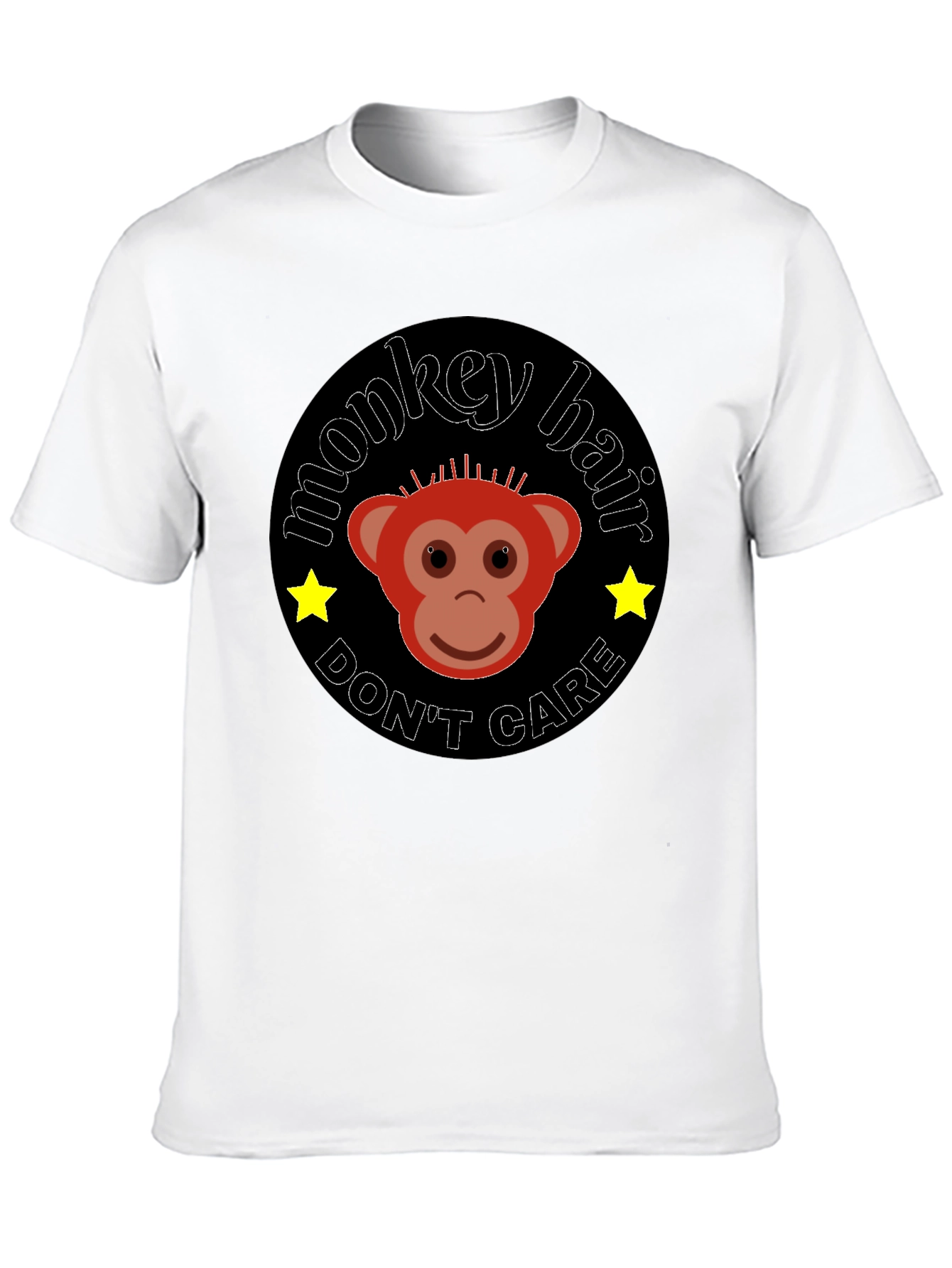 Monkey Hair Dont Care Black Graphic Tee