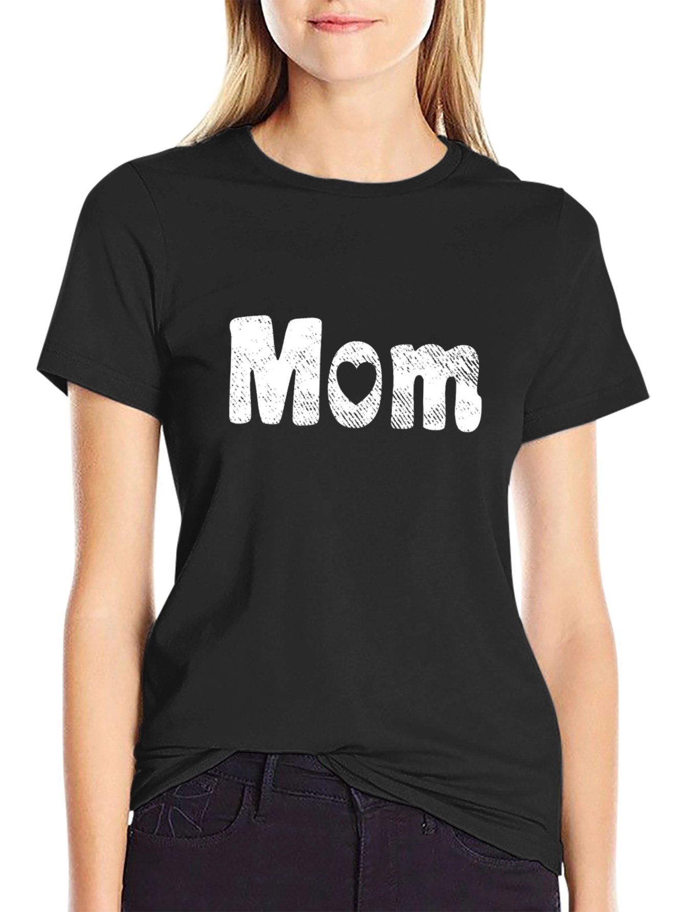 Mom Heart Graphic Tee - Black Short Sleeve