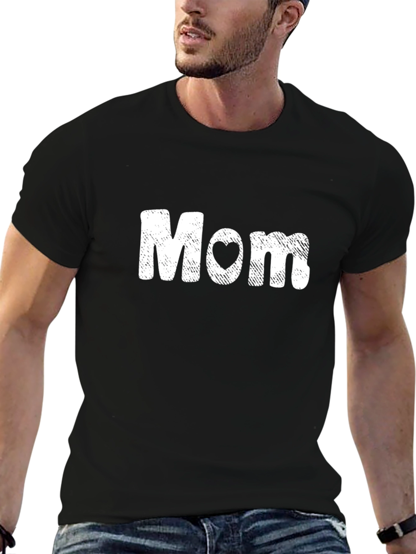 Mom Heart Graphic Tee - Black Short Sleeve