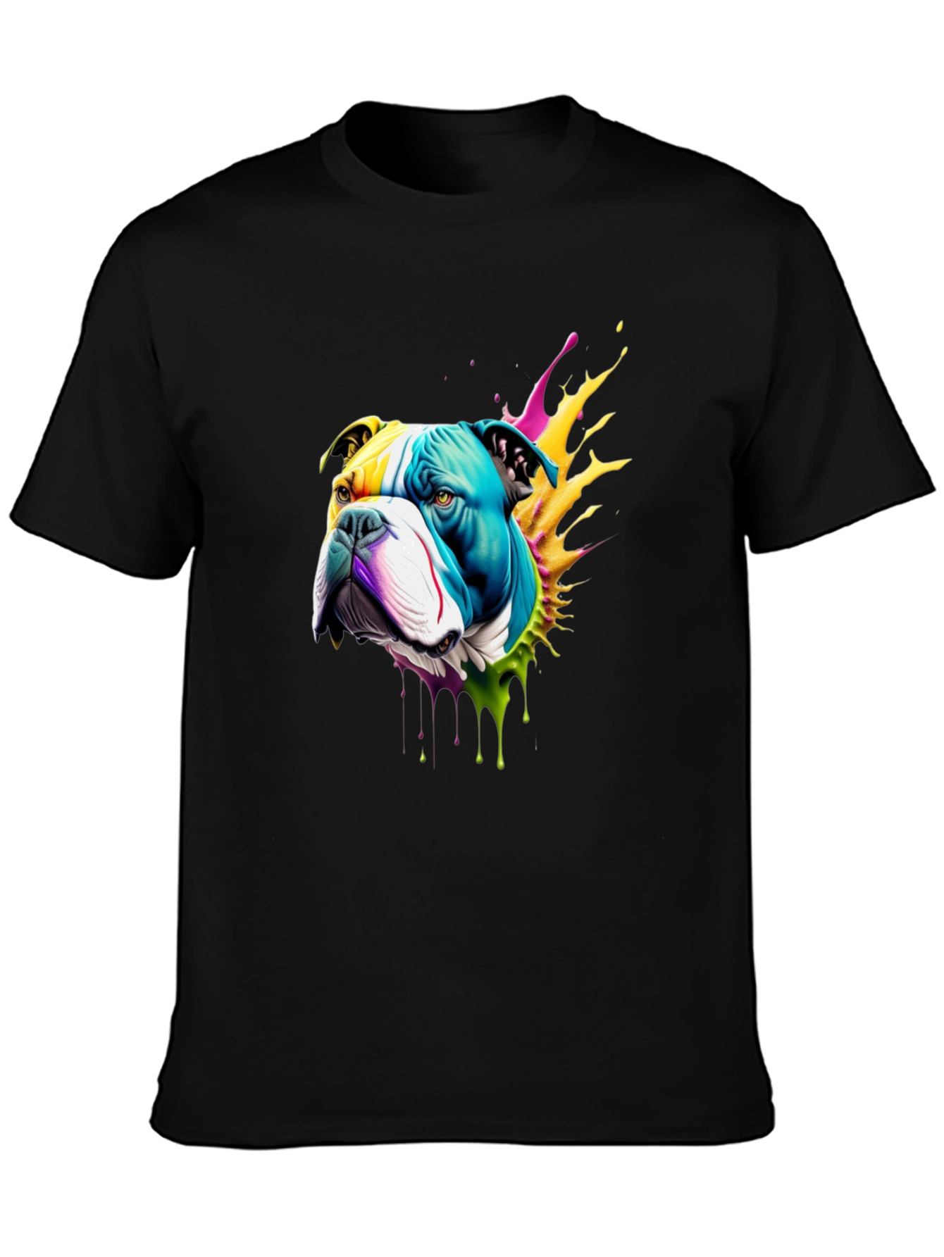 Colorful Bulldog Graphic T-Shirt