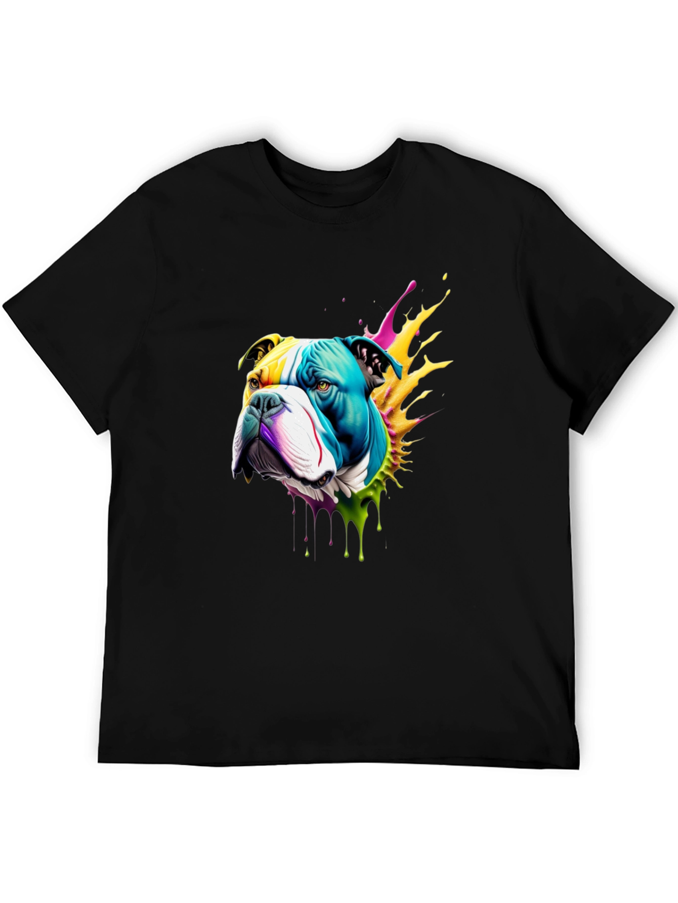 Colorful Bulldog Graphic T-Shirt