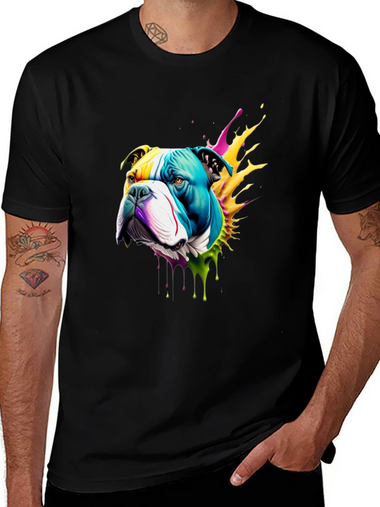 Colorful Bulldog Graphic T-Shirt