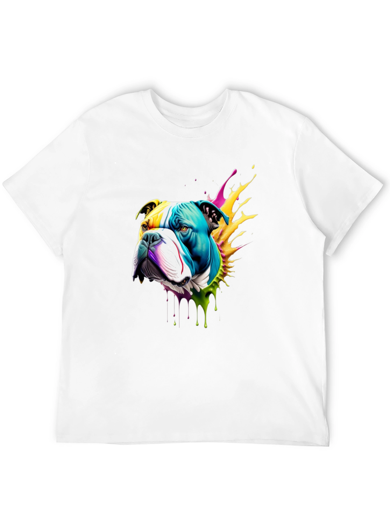 Colorful Bulldog Graphic T-Shirt