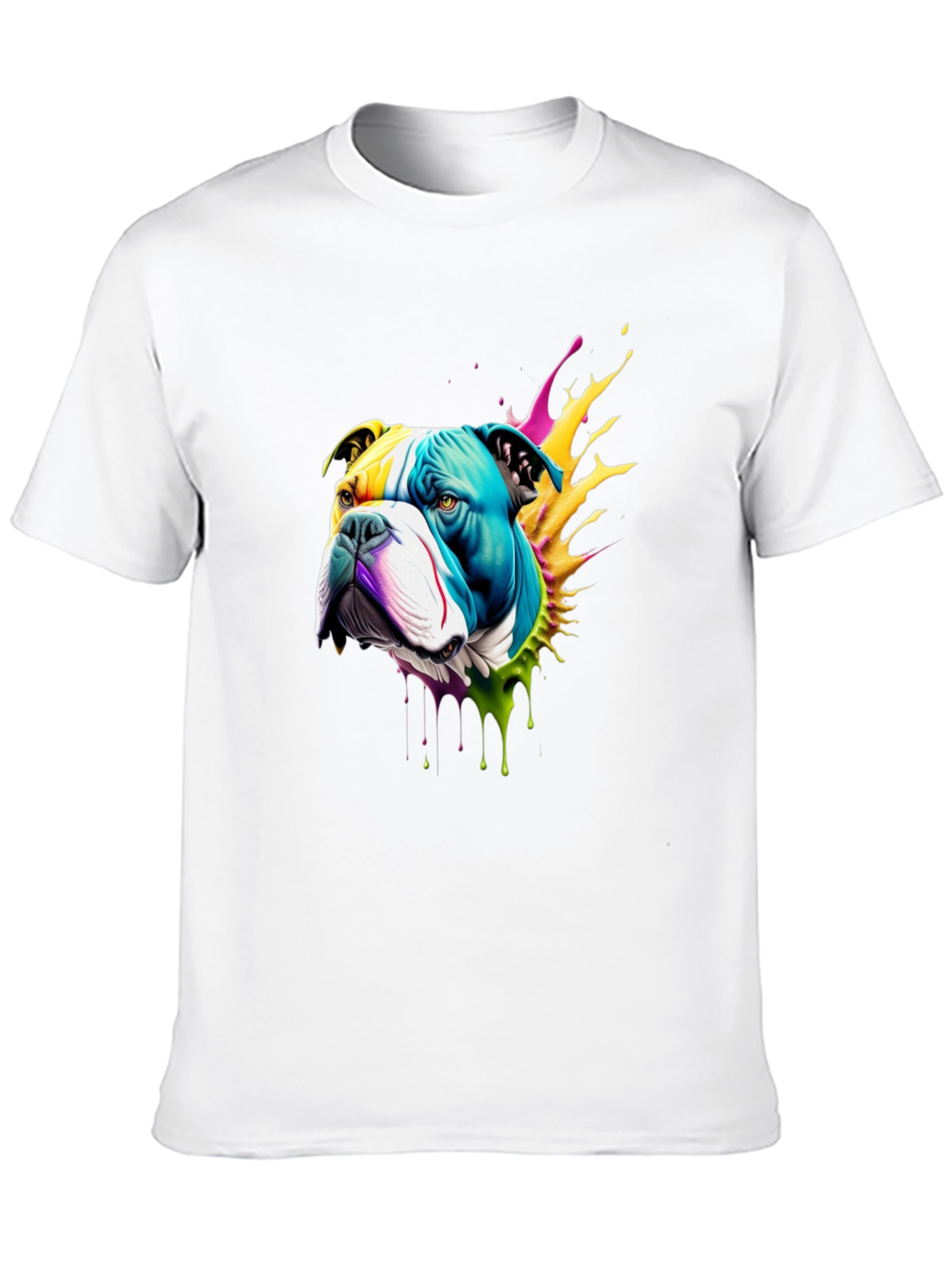 Colorful Bulldog Graphic T-Shirt