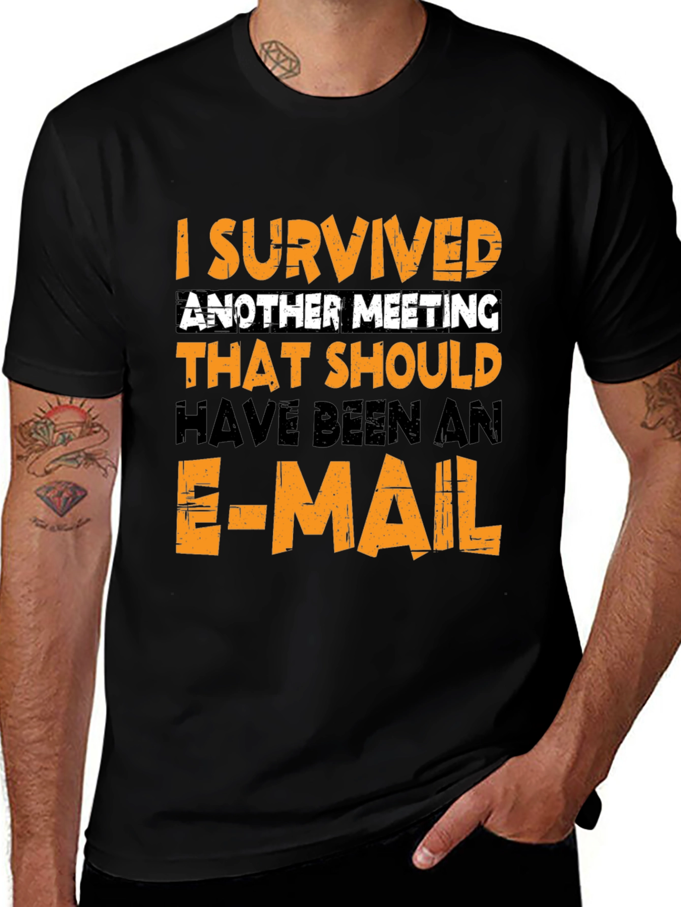 I Survived Another Meeting Black T-Shirt