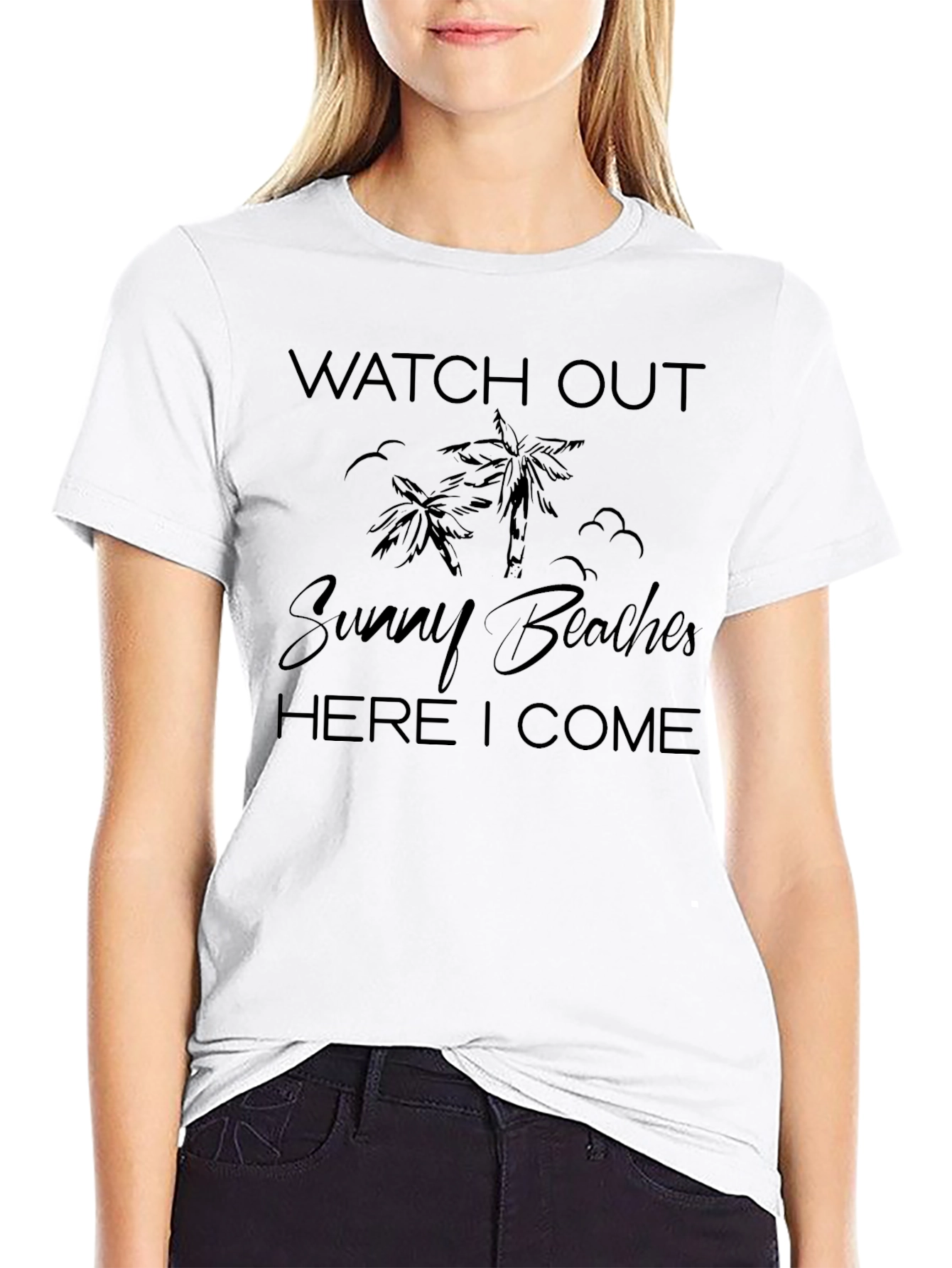 Sunny Beaches Mens Black T-Shirt