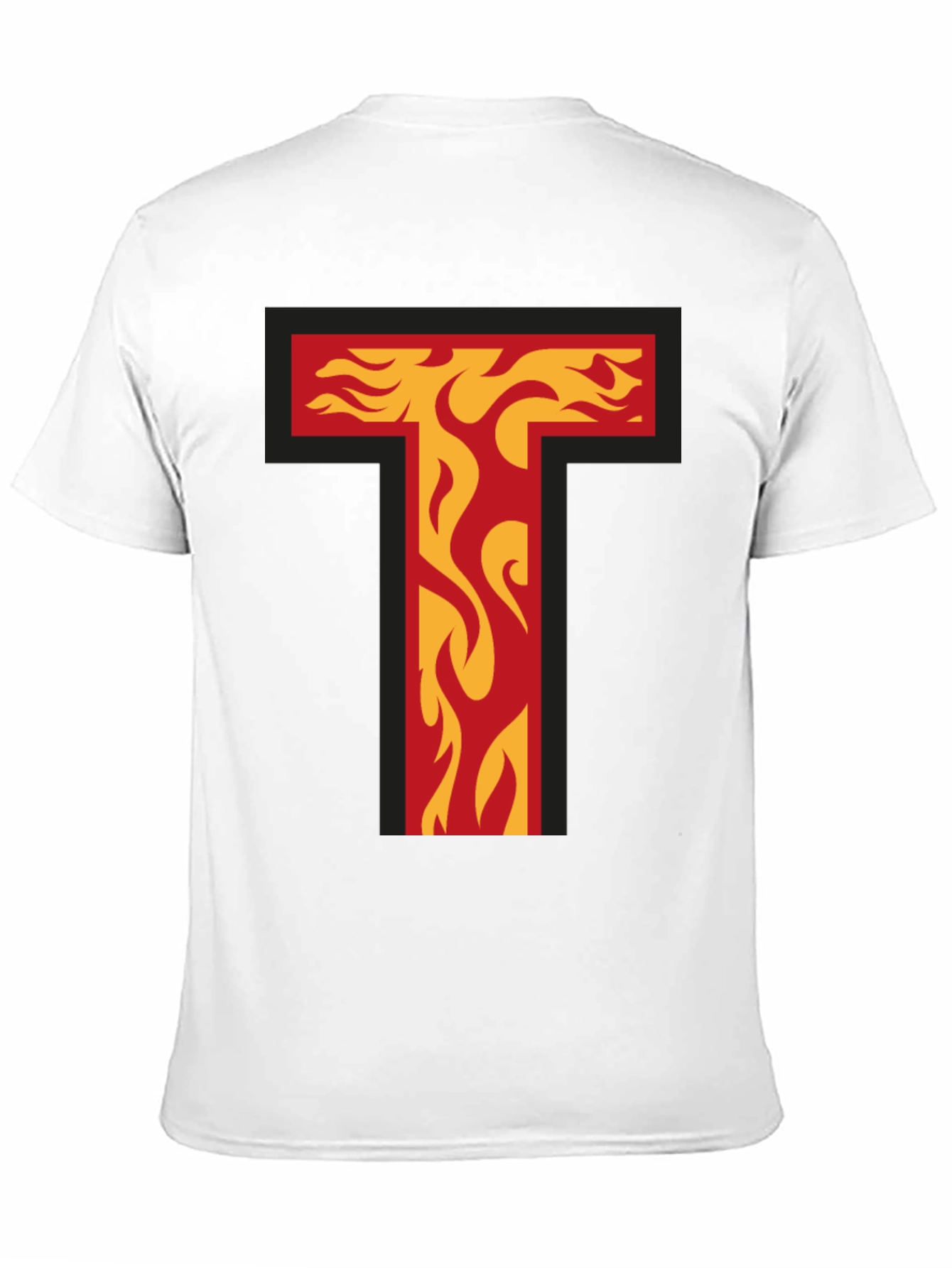 Fiery Letter T Graphic Tee - Bold Black T-Shirt