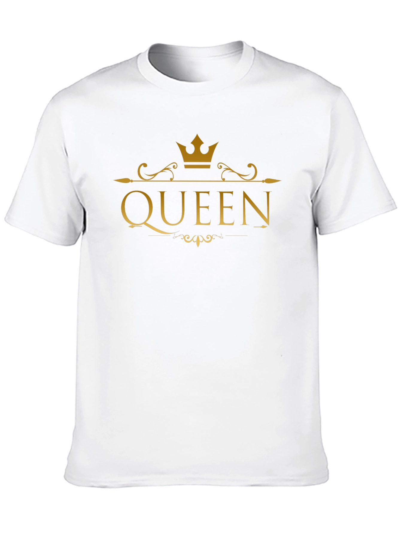 Queen Crown Gold Print Black T-Shirt