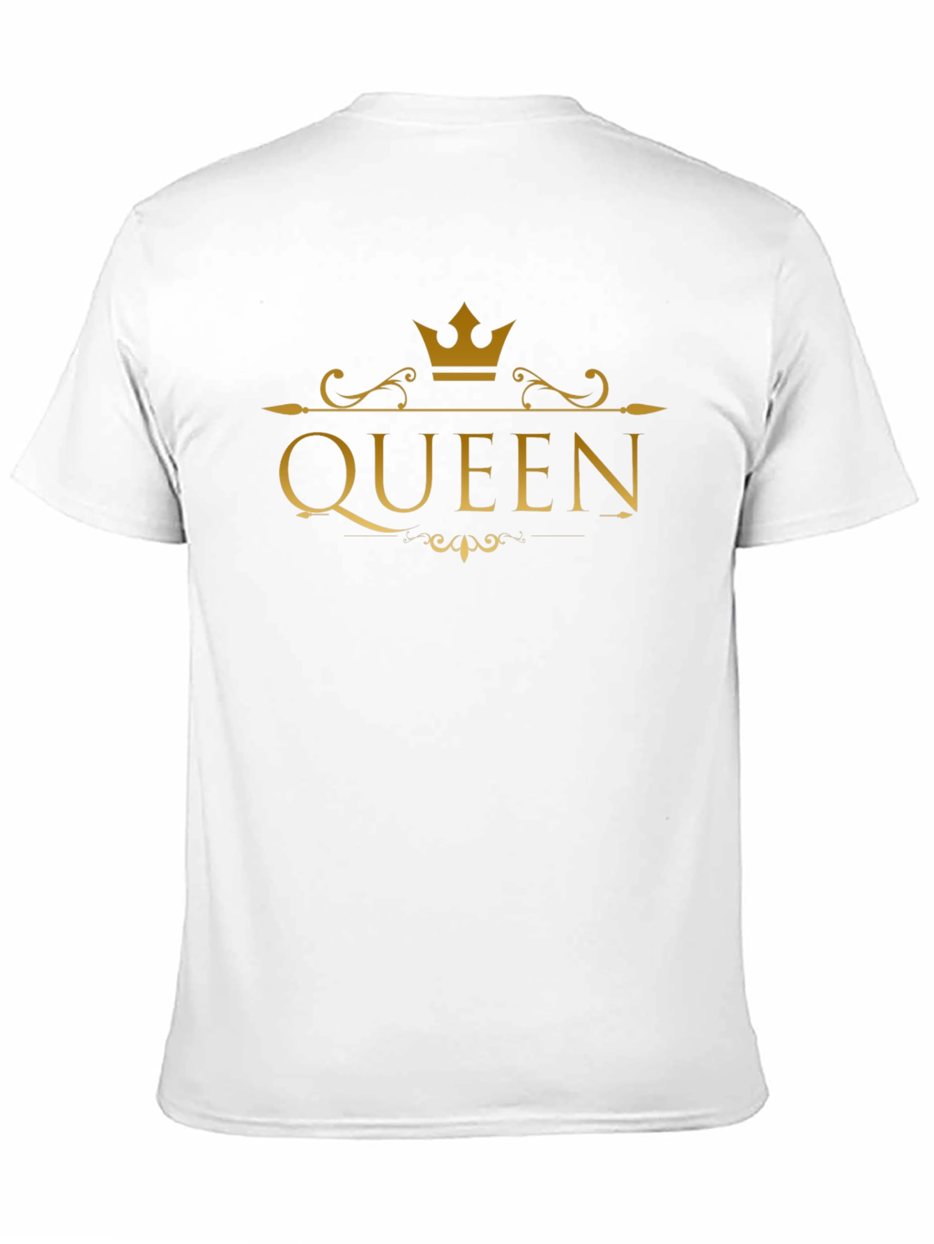 Queen Crown Gold Print Black T-Shirt
