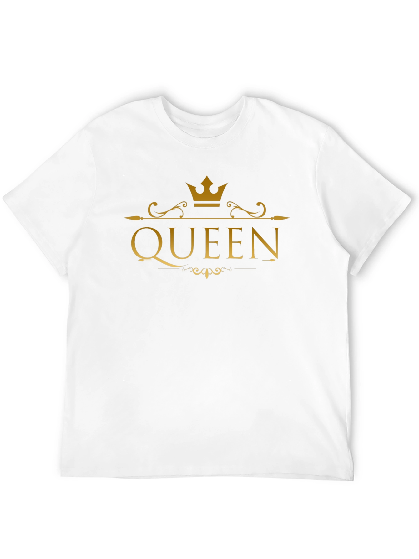 Queen Crown Gold Print Black T-Shirt