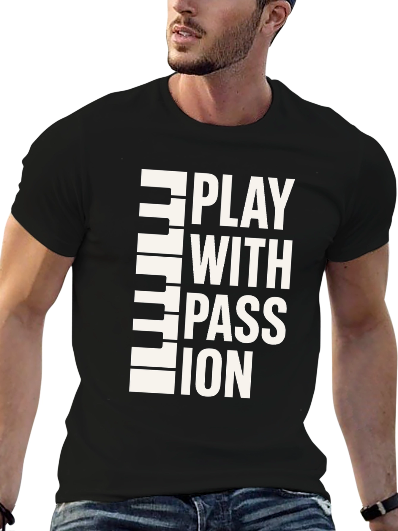 Play With Passion Black Graphic T-Shirt