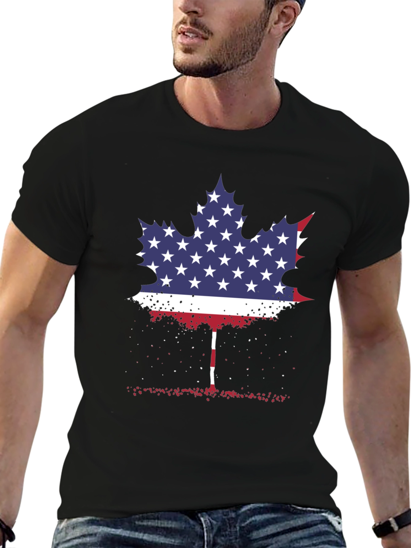 American Flag Maple Leaf Graphic Tee