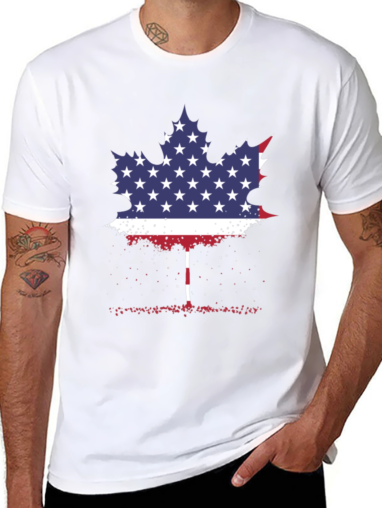 American Flag Maple Leaf Graphic Tee