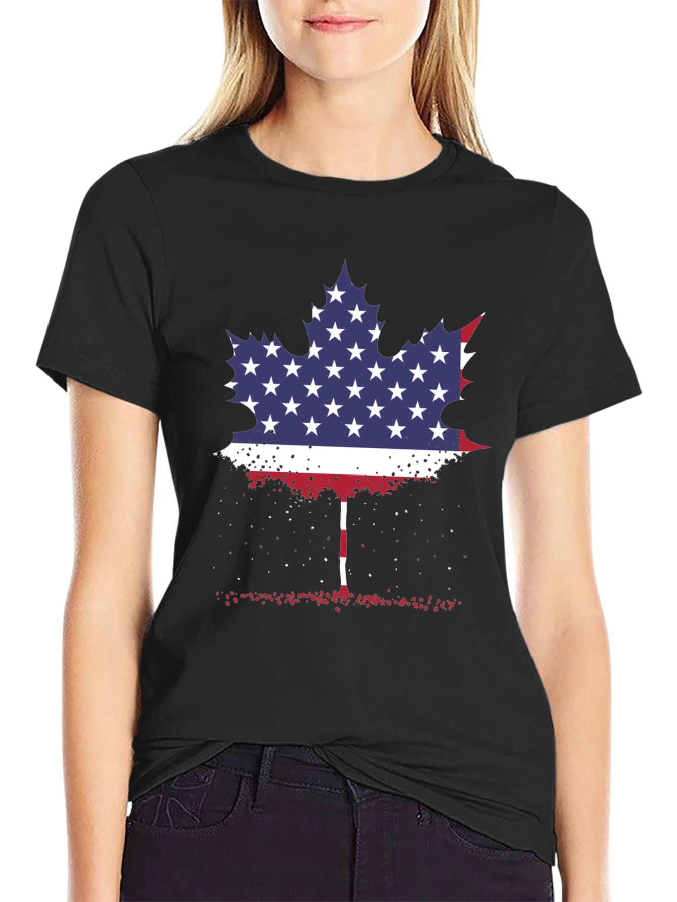 American Flag Maple Leaf Graphic Tee