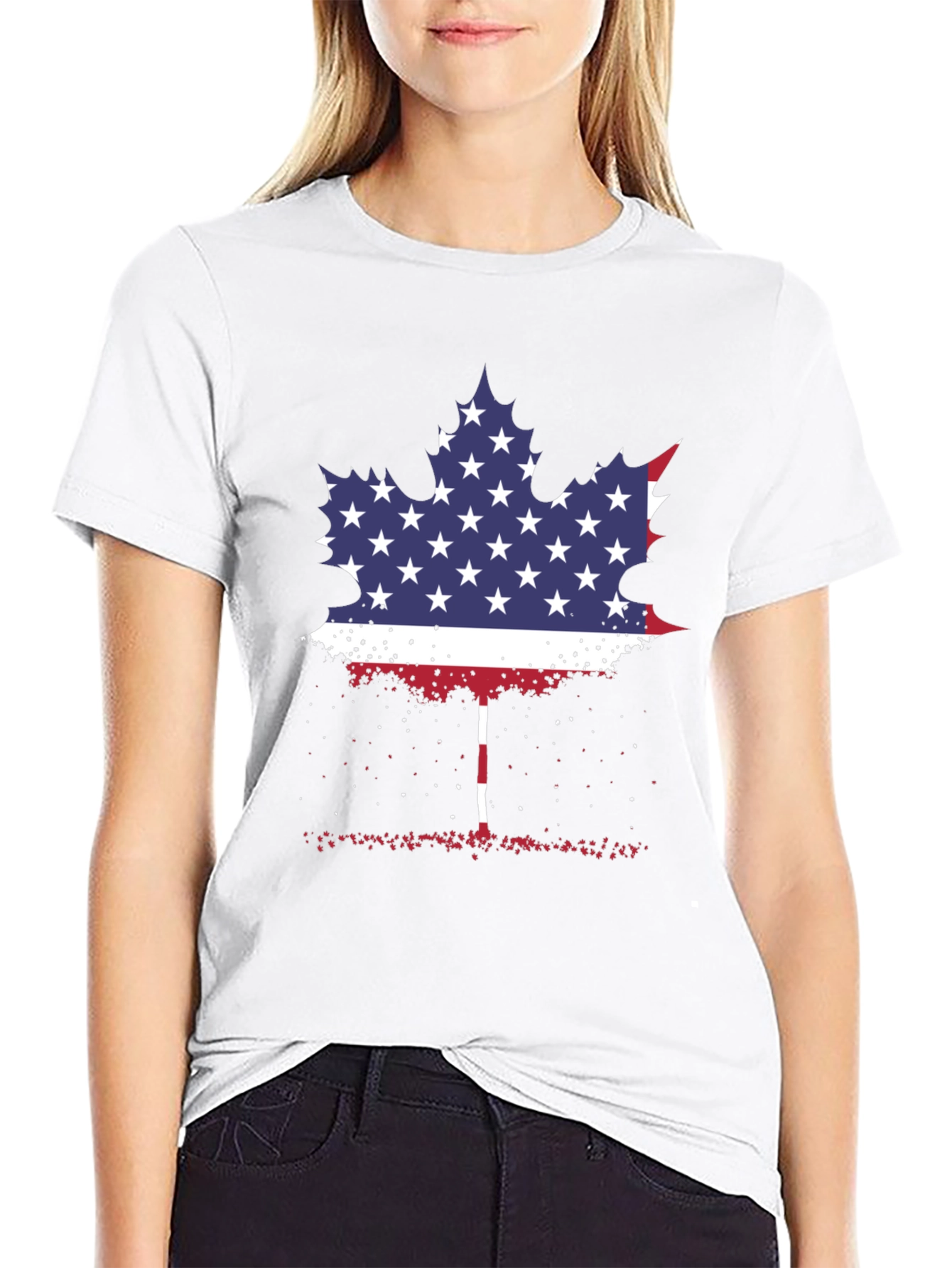 American Flag Maple Leaf Graphic Tee