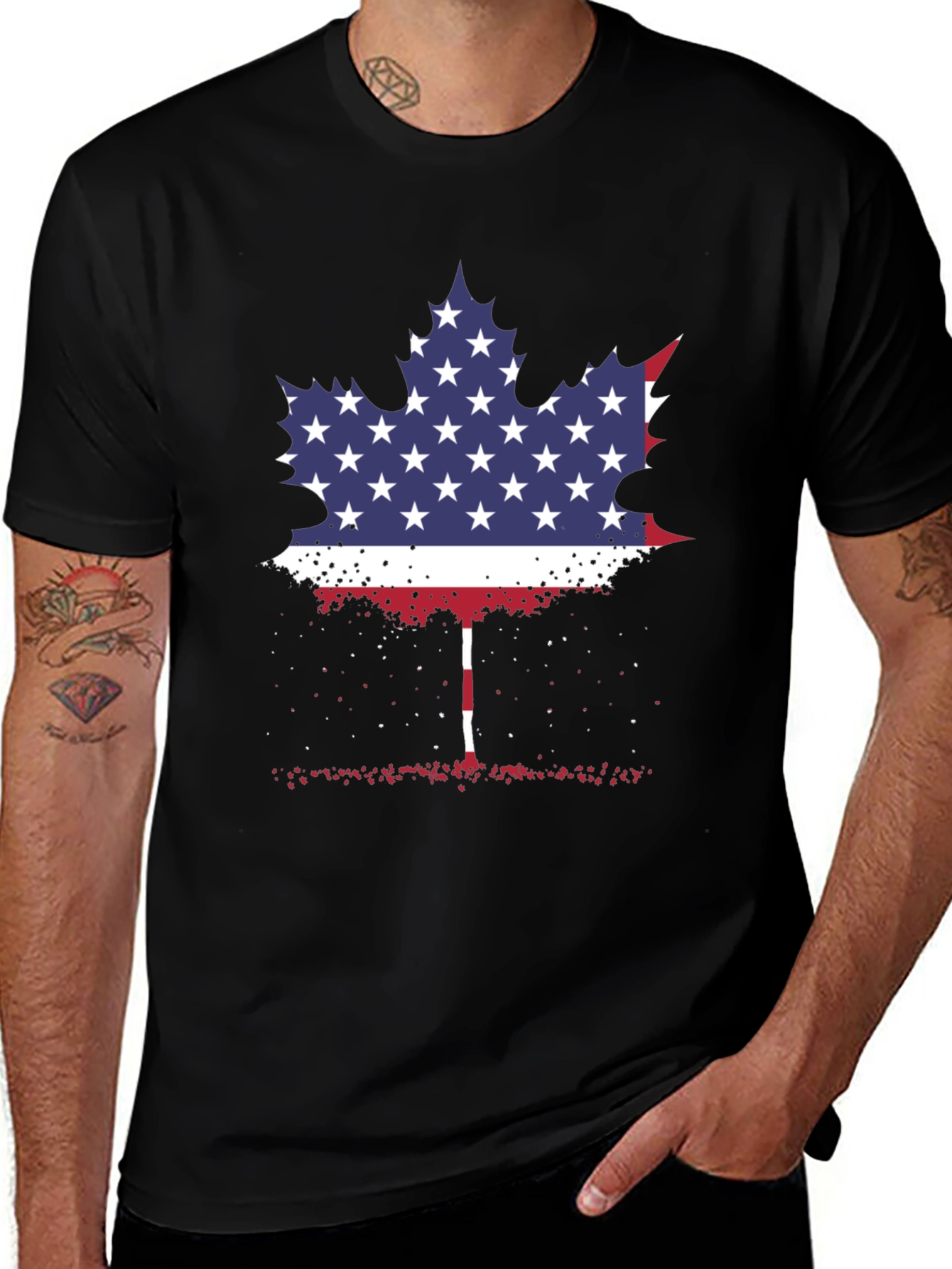 American Flag Maple Leaf Graphic Tee