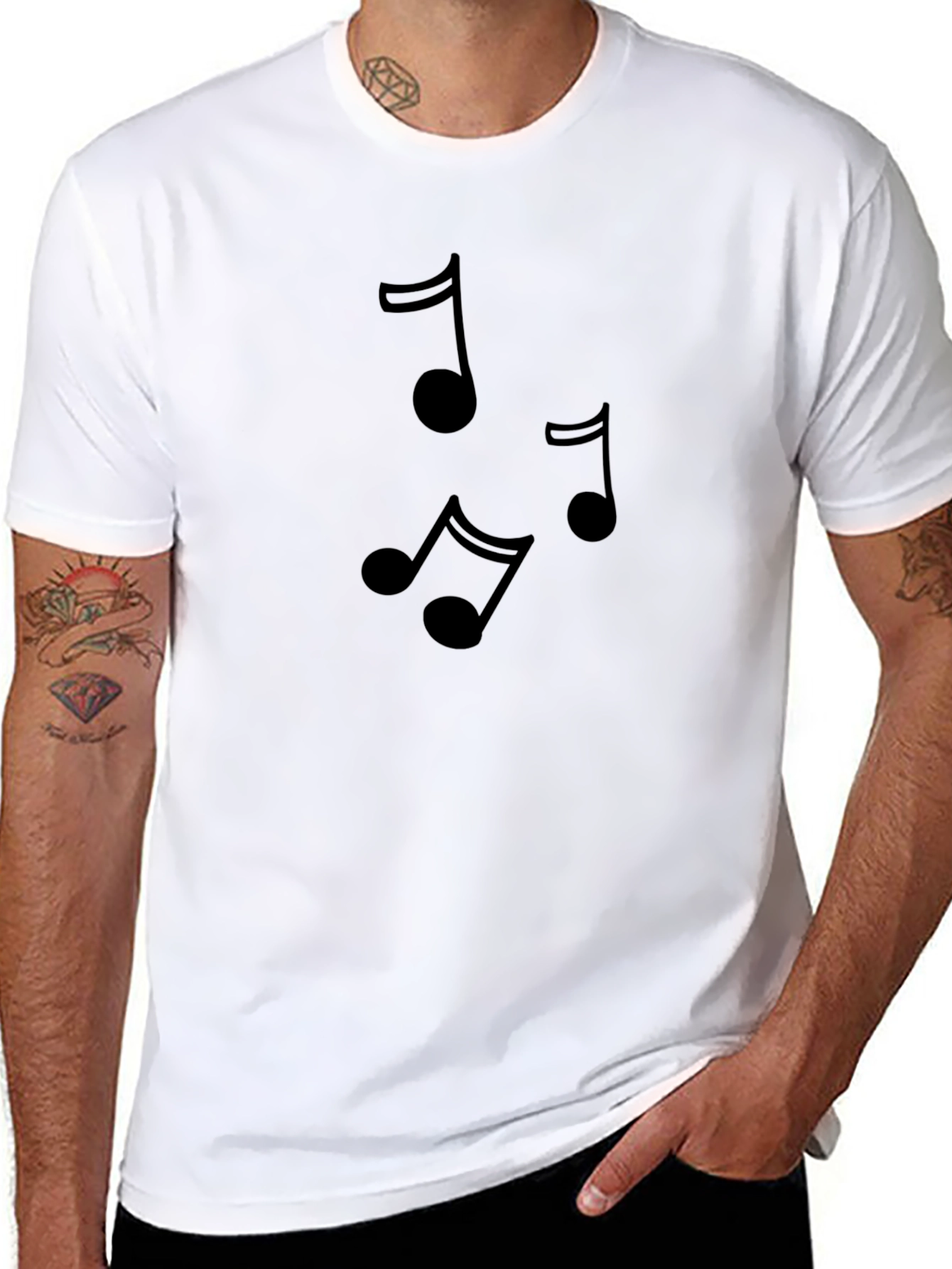 Music Note Graphic T-Shirt - Classic Crew Neck