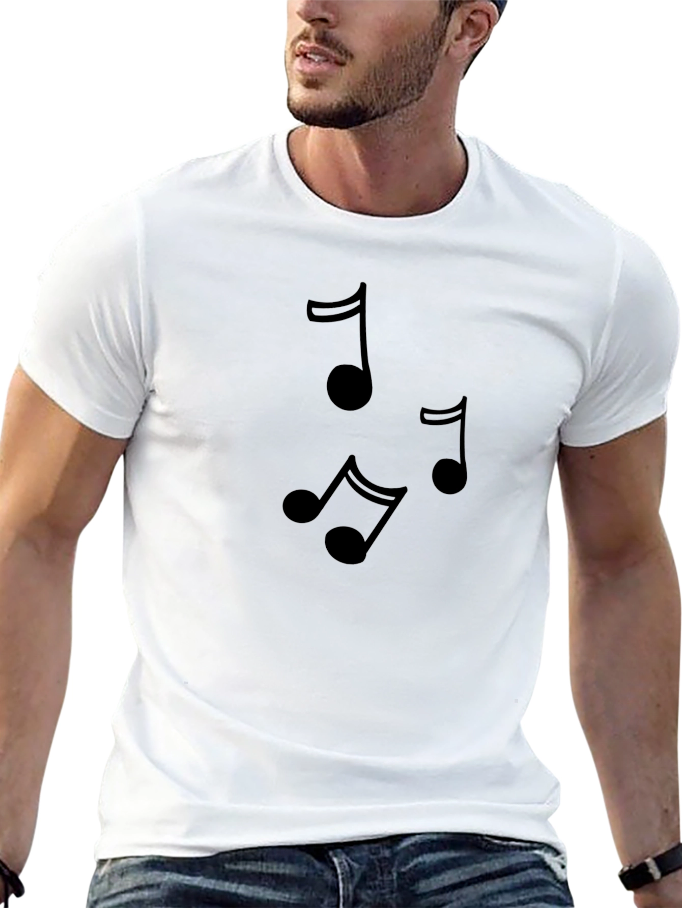 Music Note Graphic T-Shirt - Classic Crew Neck