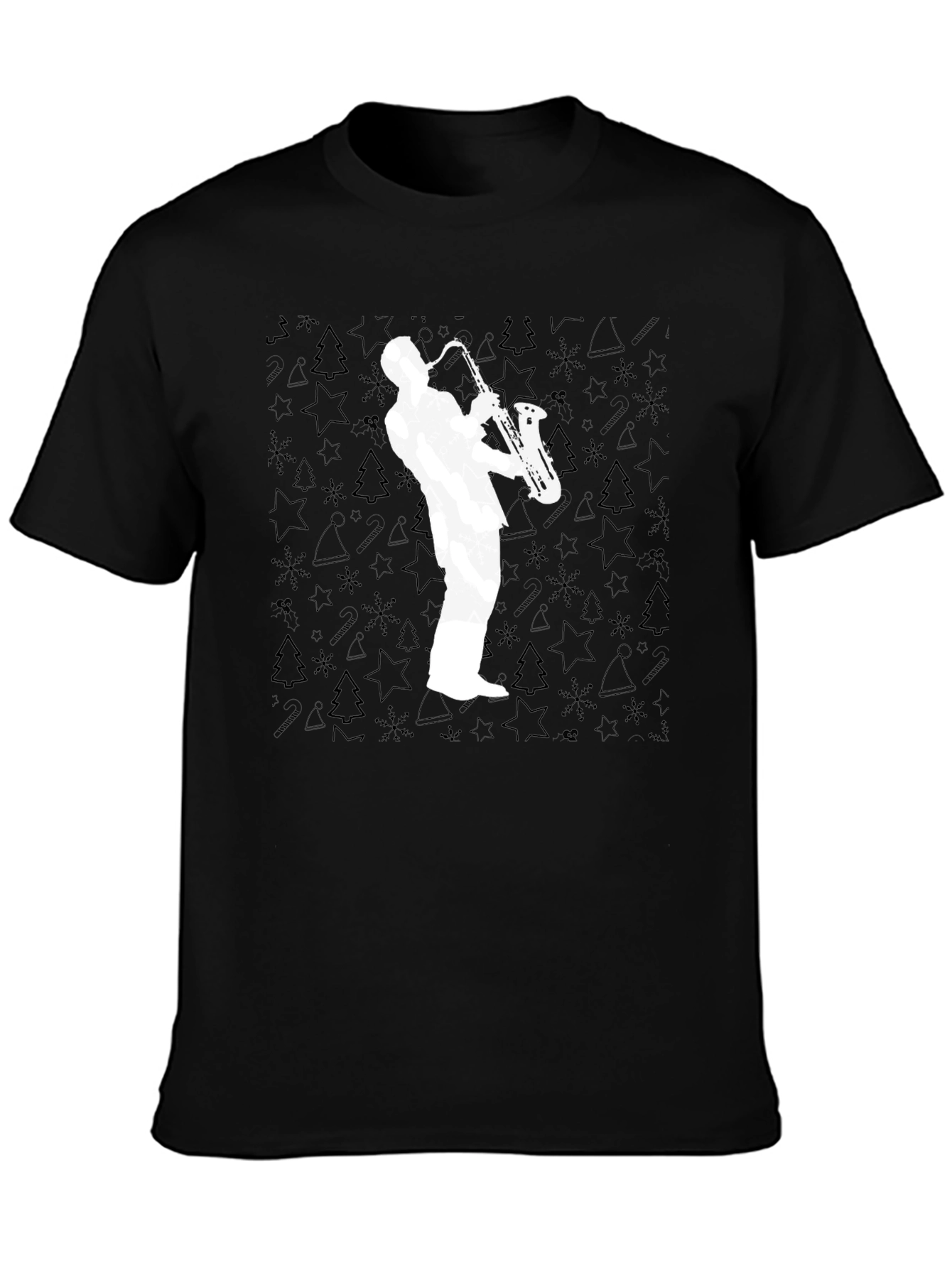 Saxophone Player Graphic Tee - Black Cotton T-Shirt