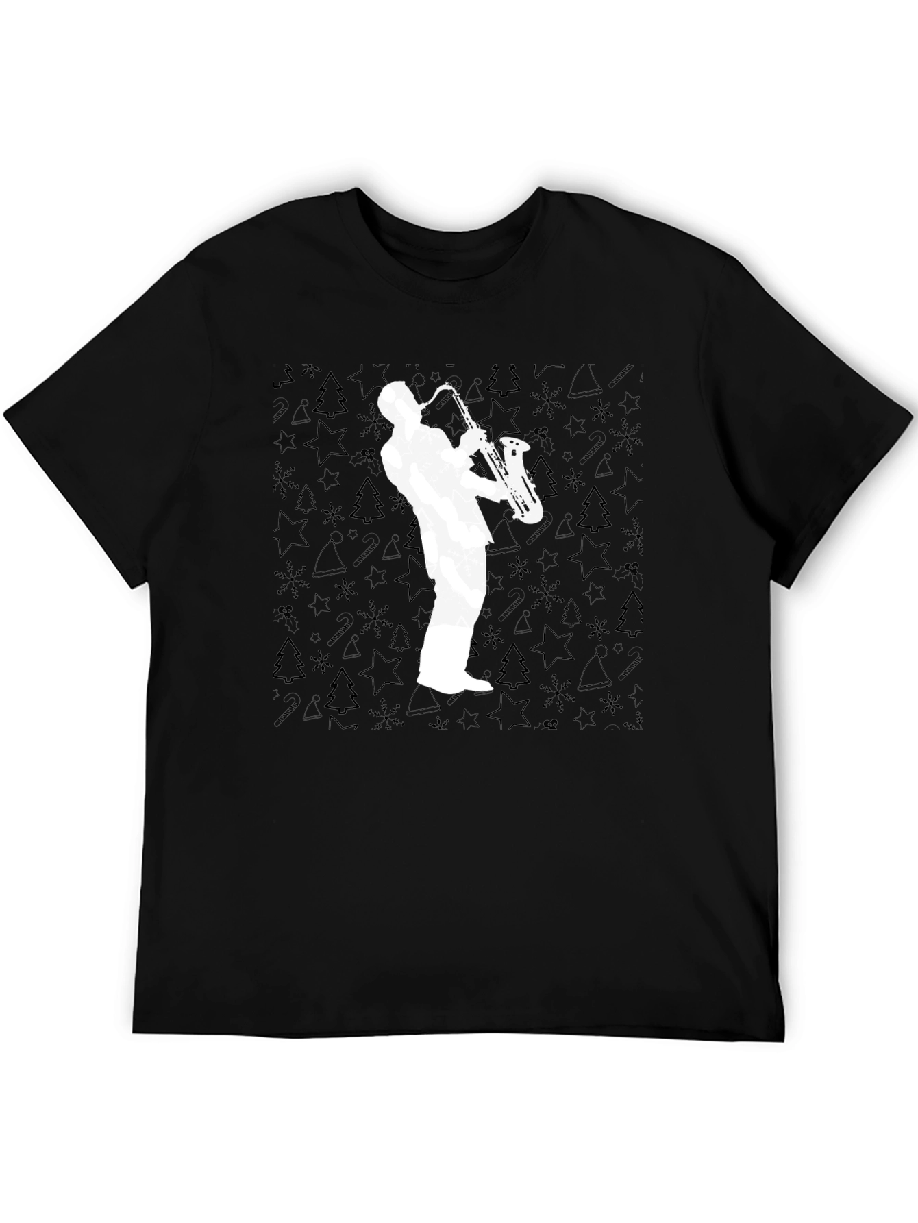 Saxophone Player Graphic Tee - Black Cotton T-Shirt