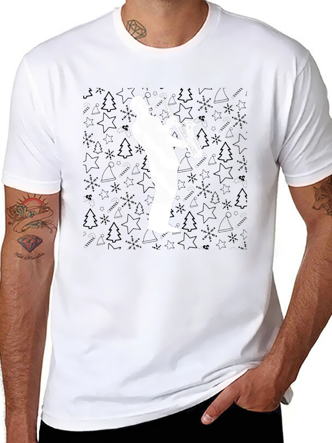 Saxophone Player Graphic Tee - Black Cotton T-Shirt