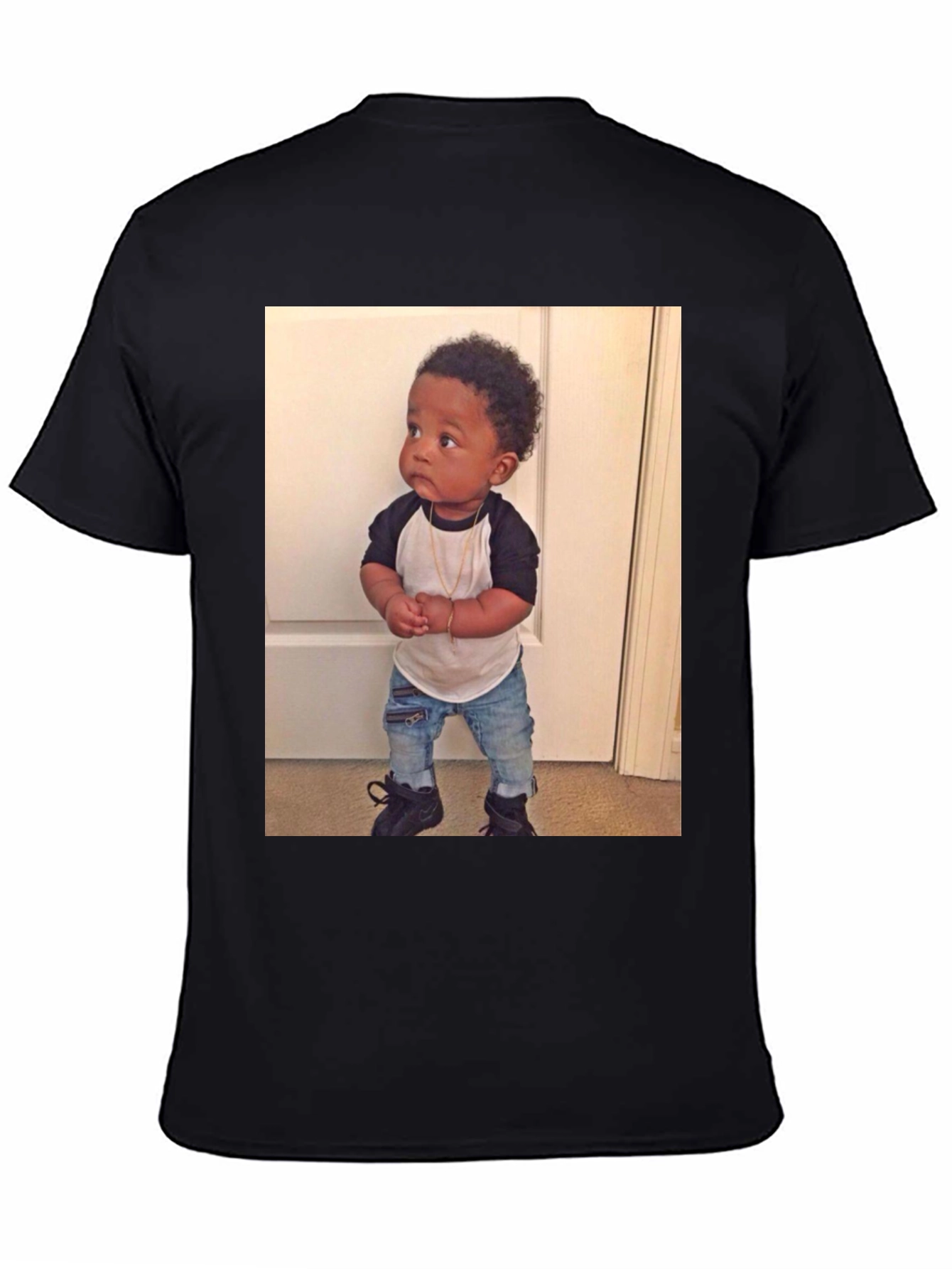 Black T-Shirt with Baby Image