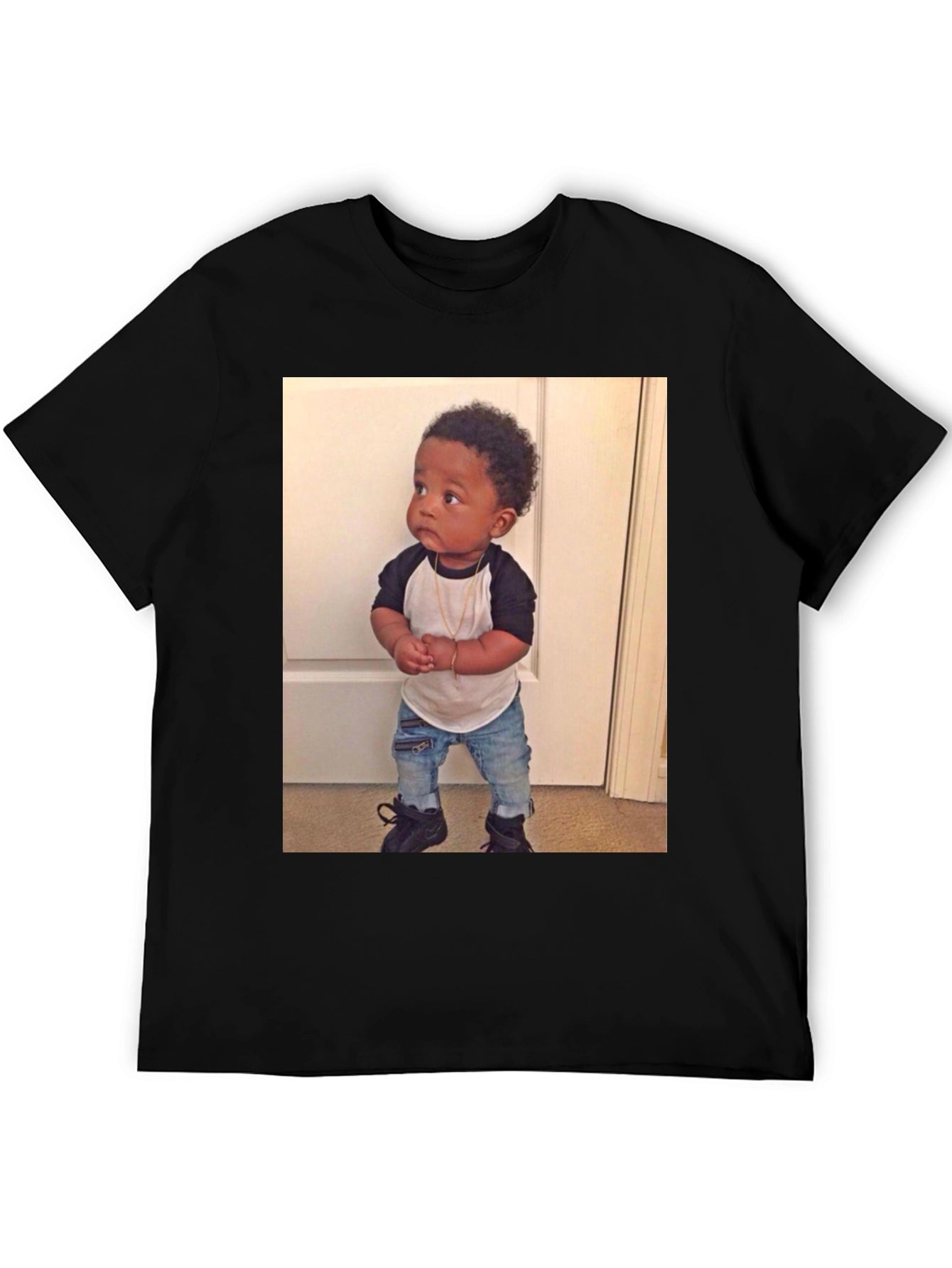Black T-Shirt with Baby Image