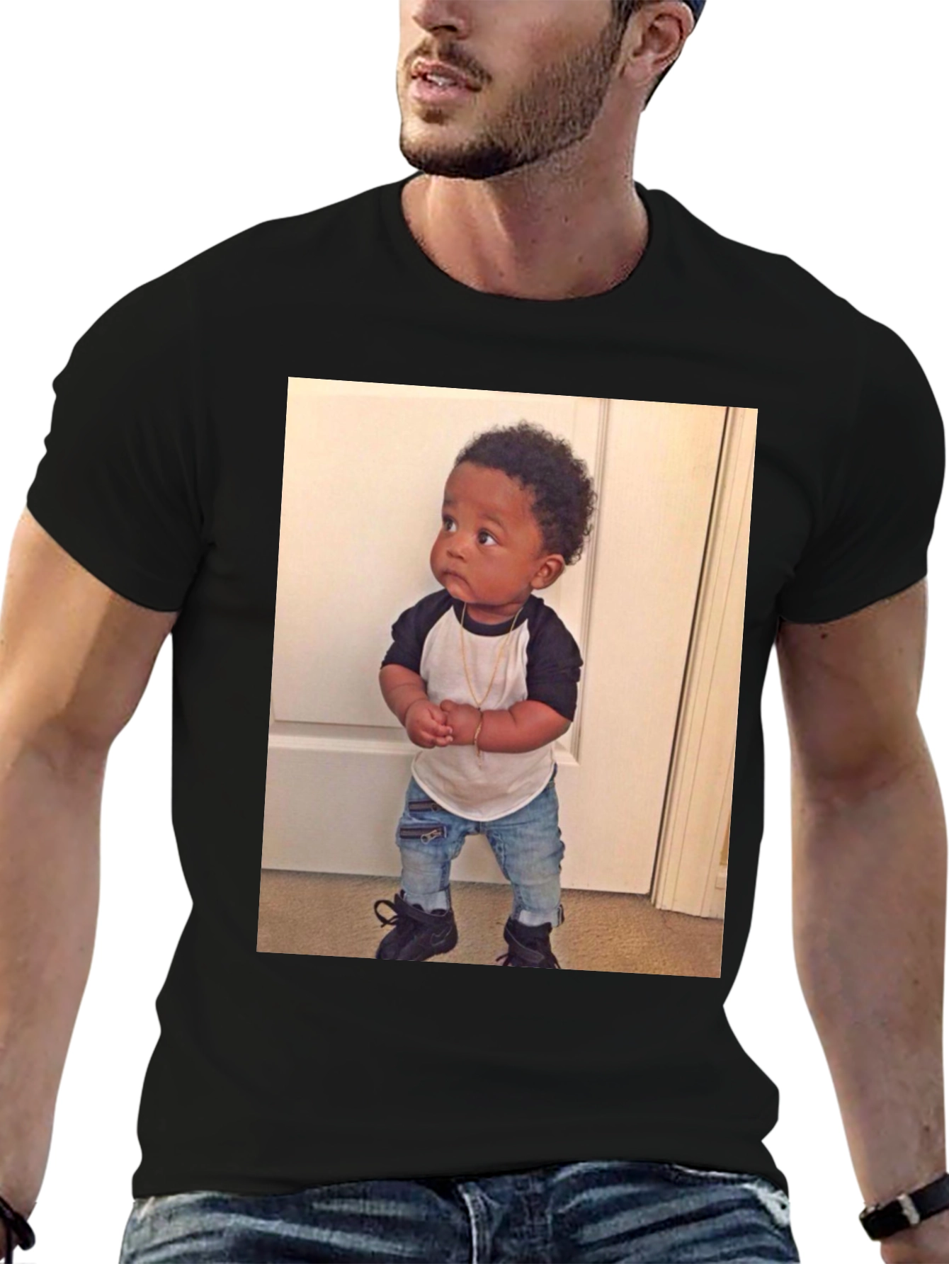 Black T-Shirt with Baby Image