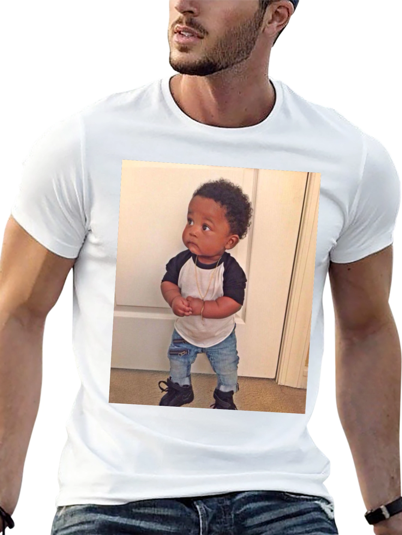 Black T-Shirt with Baby Image