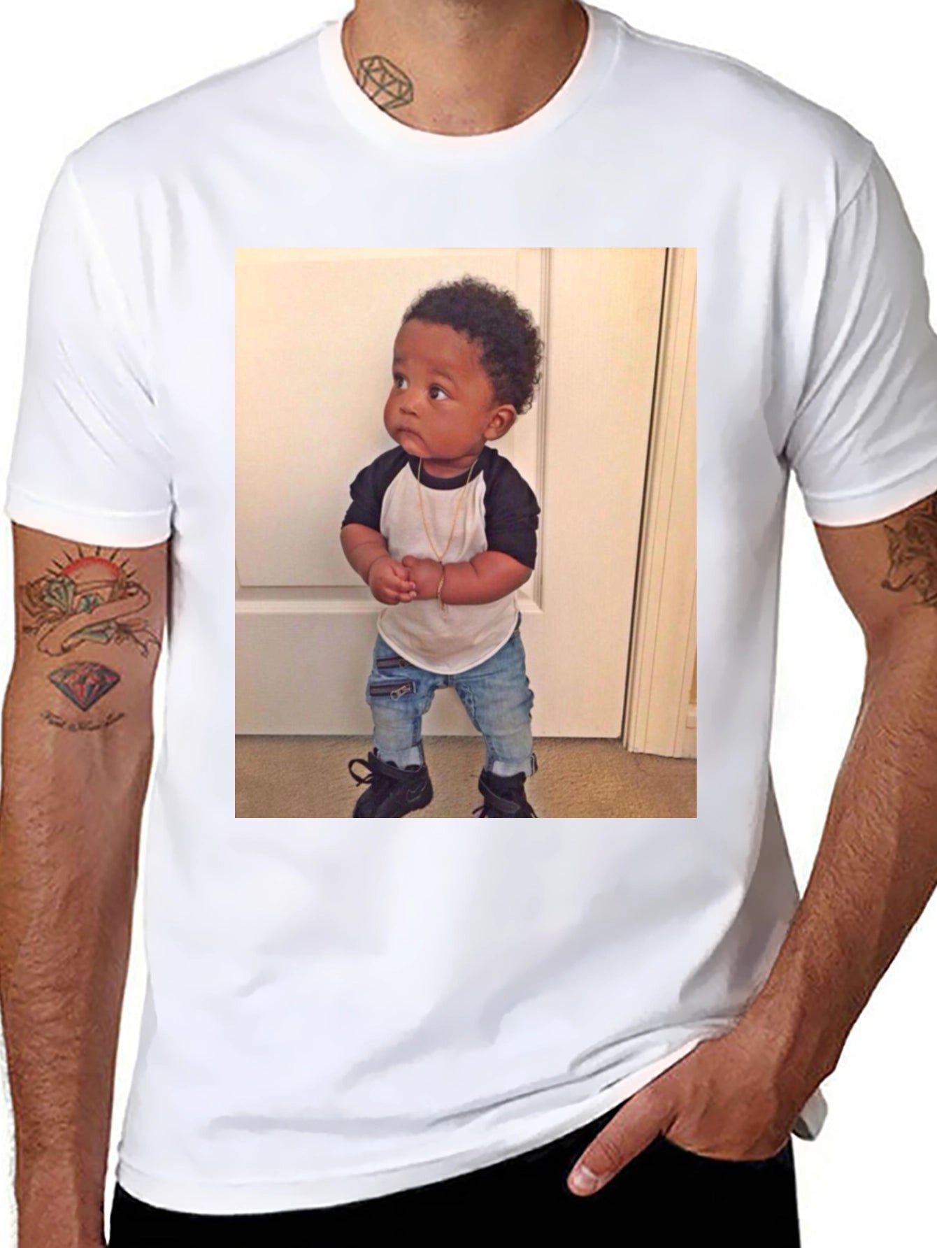 Black T-Shirt with Baby Image