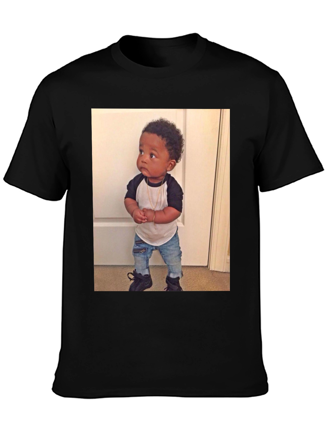 Black T-Shirt with Baby Image
