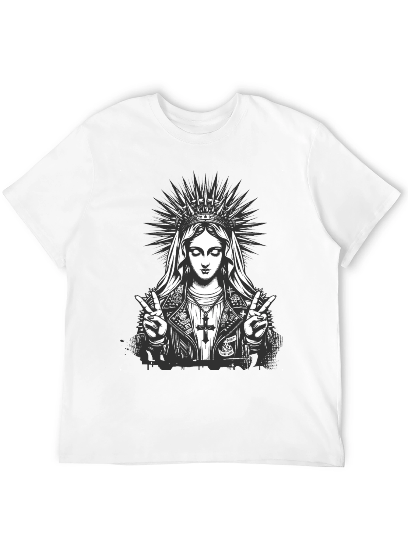 Virgin Mary Rocker Graphic Black T-Shirt