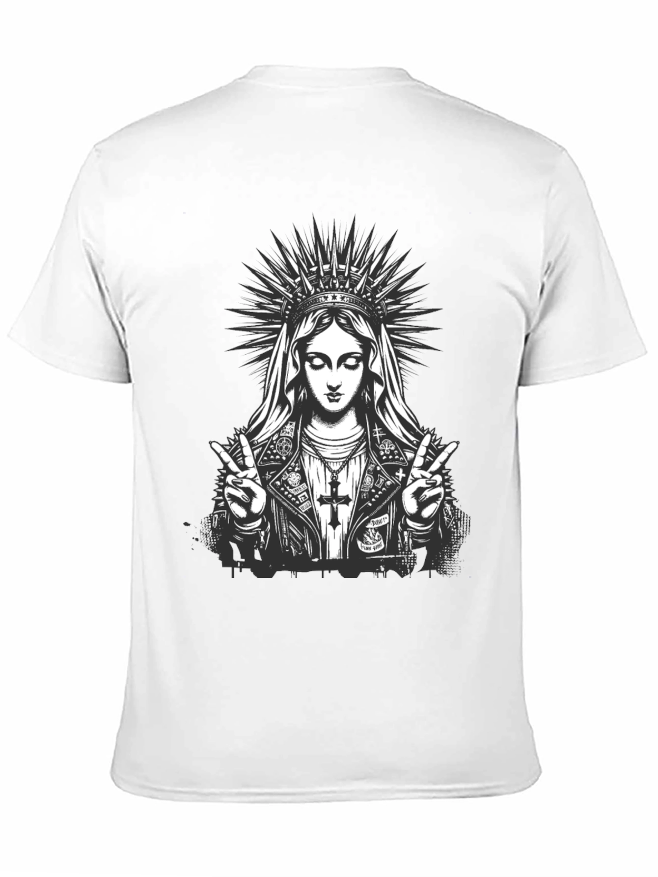Virgin Mary Rocker Graphic Black T-Shirt