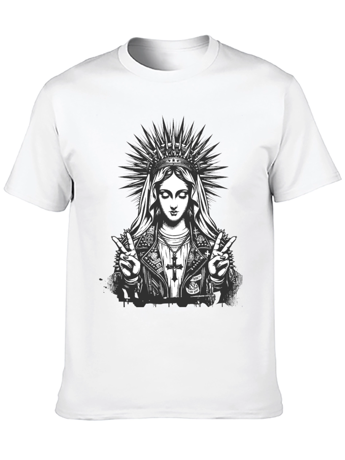 Virgin Mary Rocker Graphic Black T-Shirt