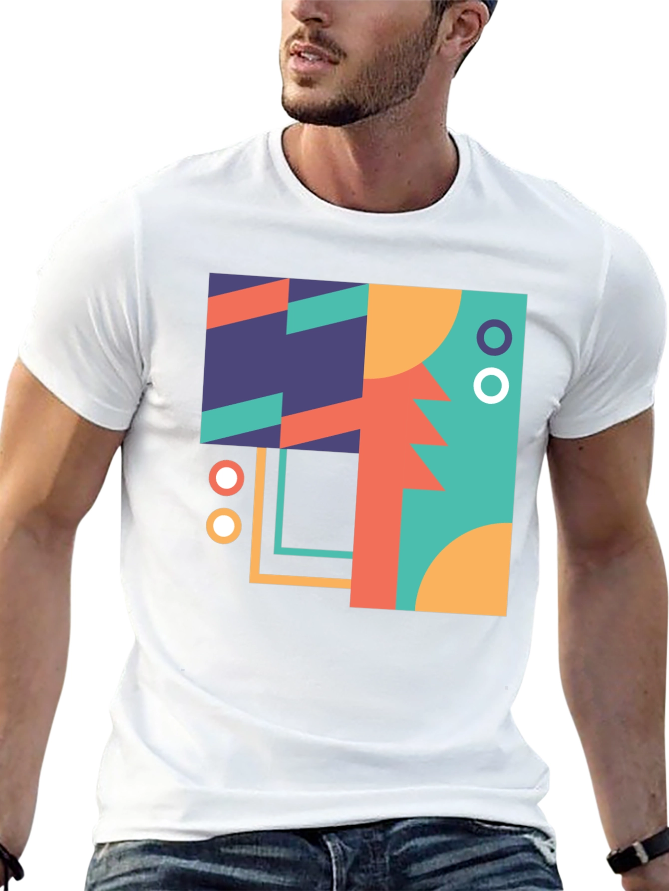 Geometric Art Print Black T-Shirt