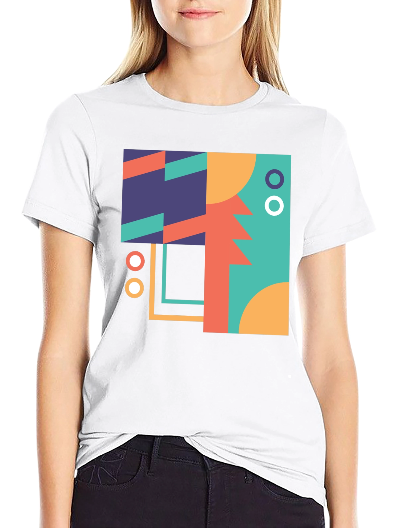 Geometric Art Print Black T-Shirt