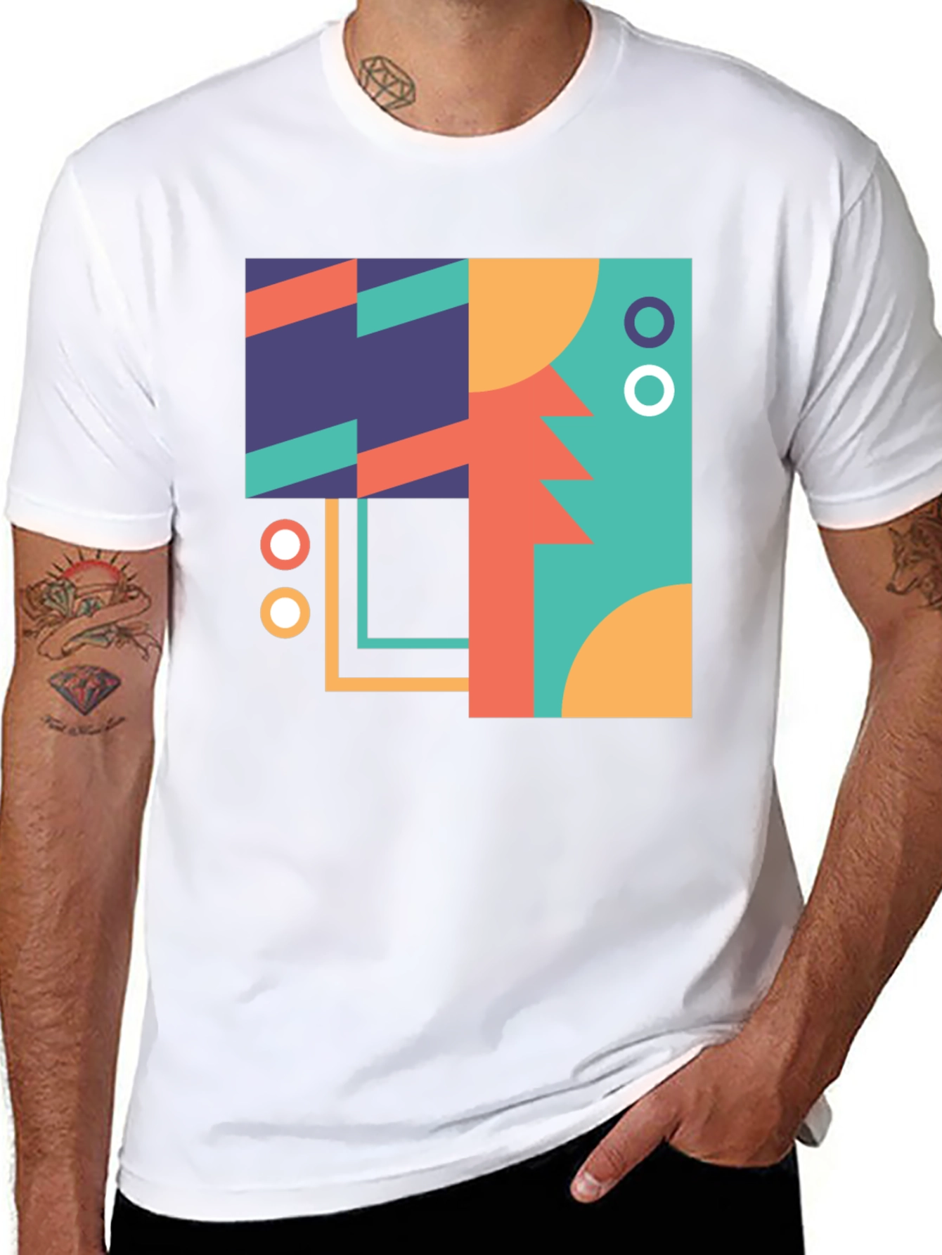 Geometric Art Print Black T-Shirt