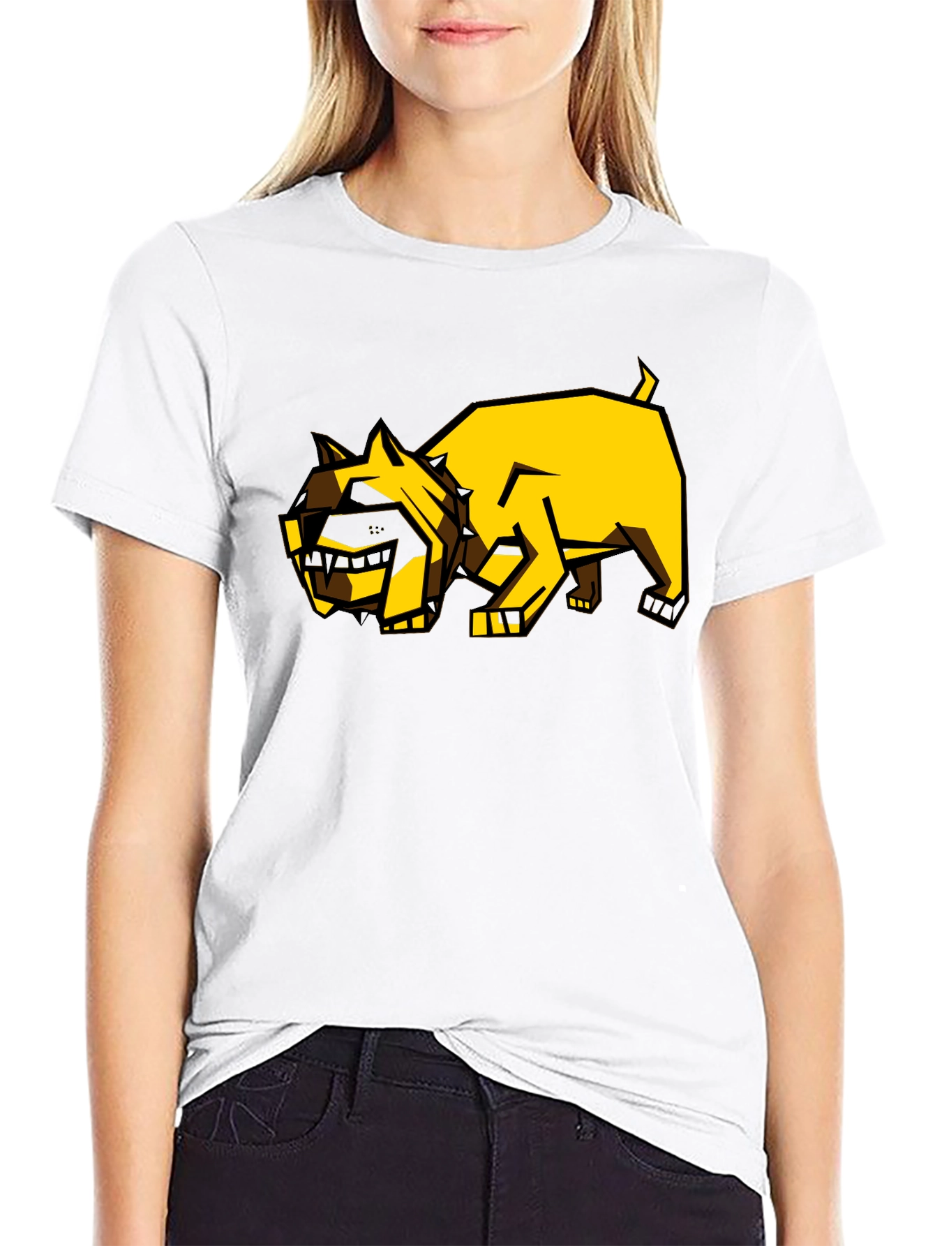 Geometric Dog Graphic Tee - Black Casual Shirt