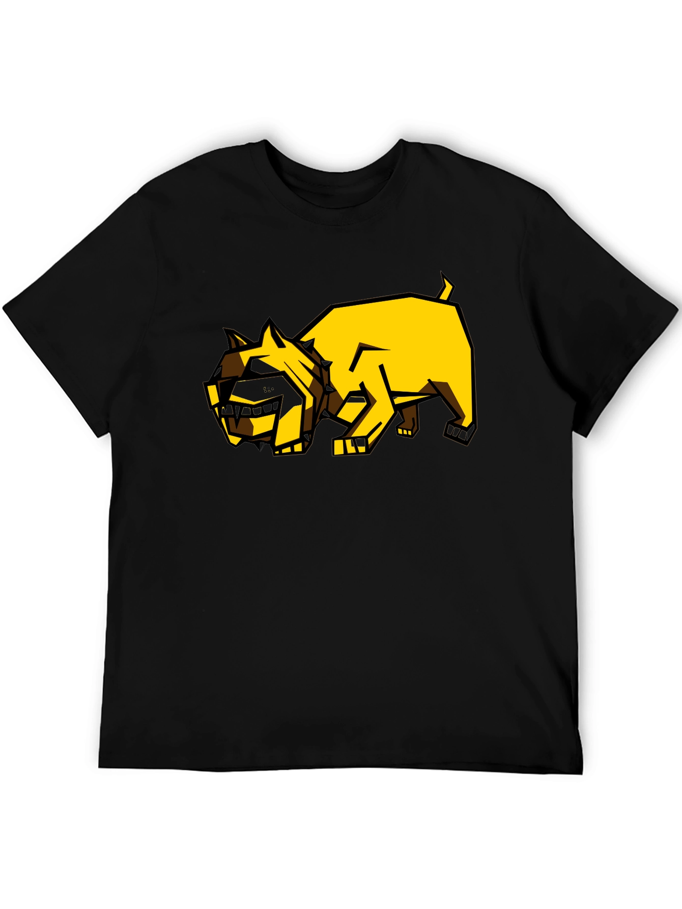 Geometric Dog Graphic Tee - Black Casual Shirt