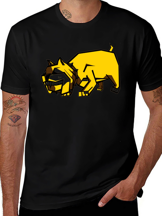 Geometric Dog Graphic Tee - Black Casual Shirt