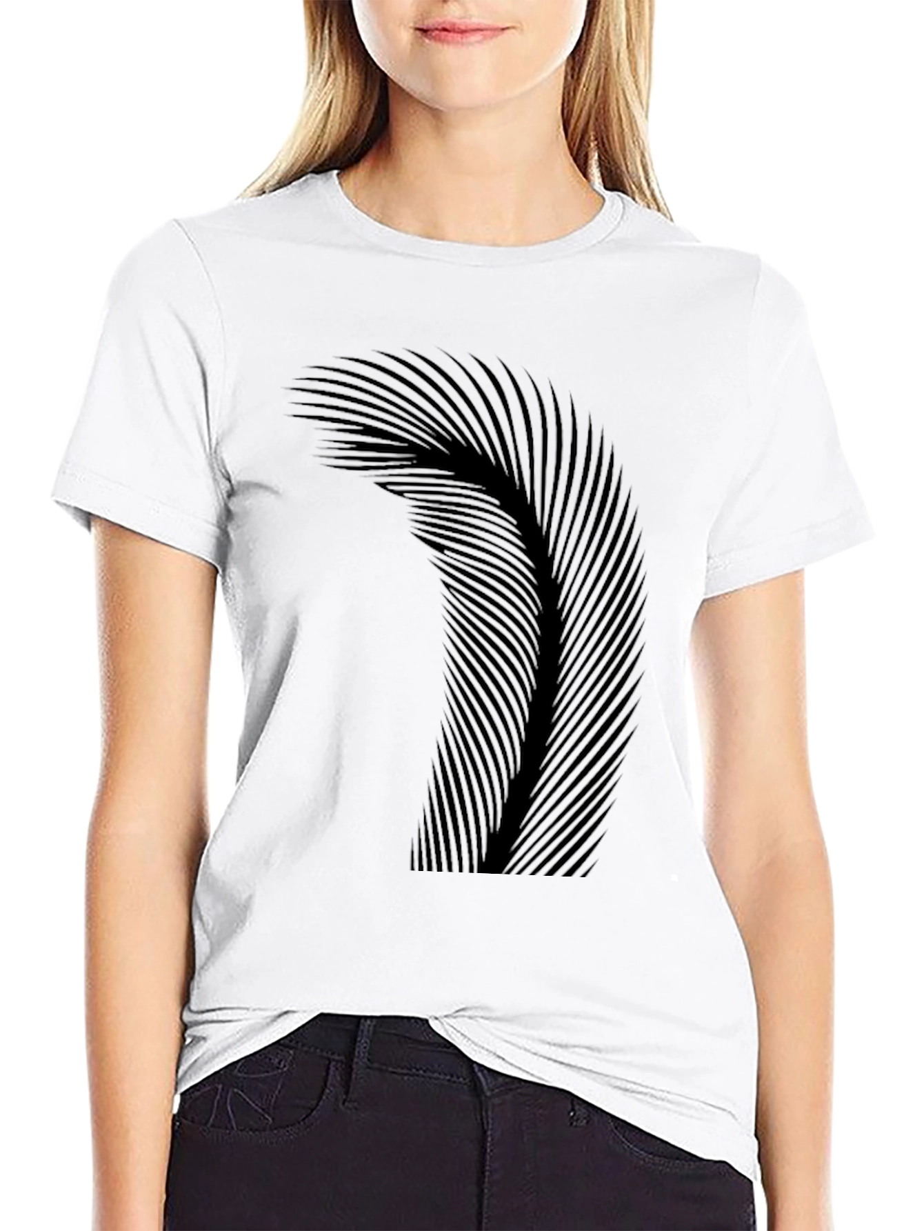 Abstract Feather Graphic Black T-Shirt