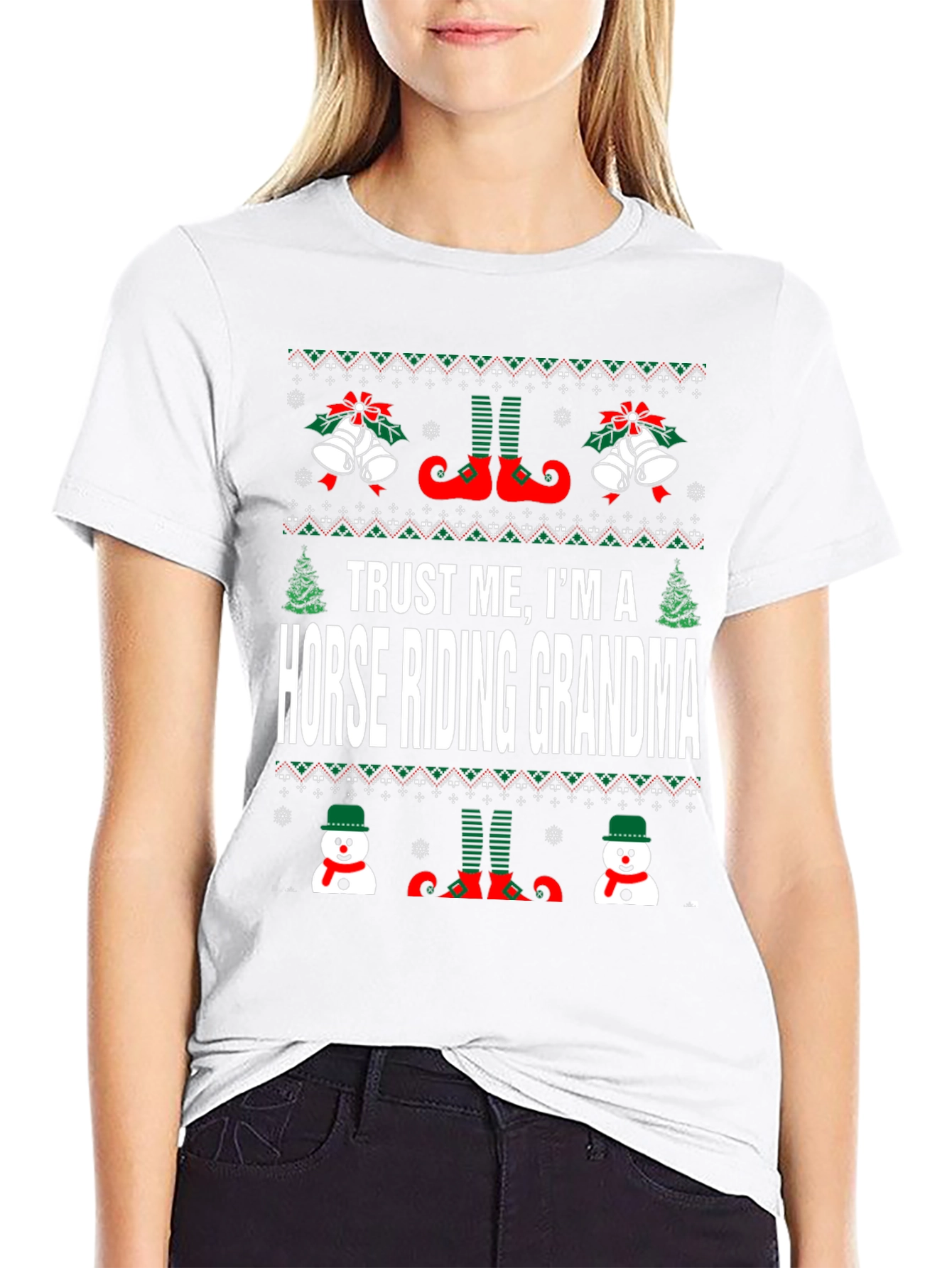 Horse Riding Grandma Christmas T-Shirt