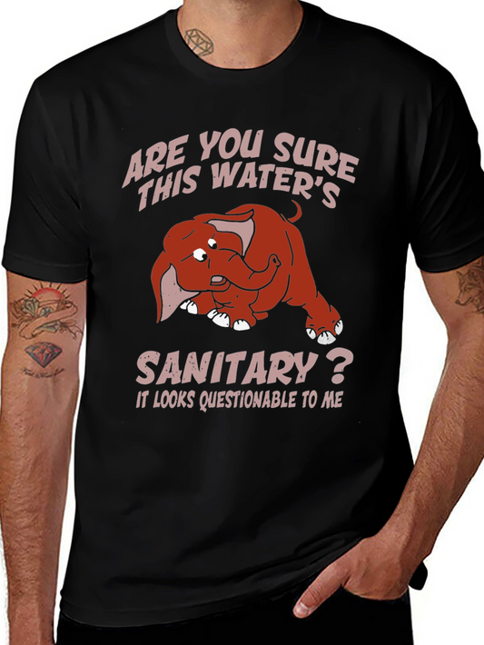 Humorous Elephant T-Shirt: Sanitary Water?