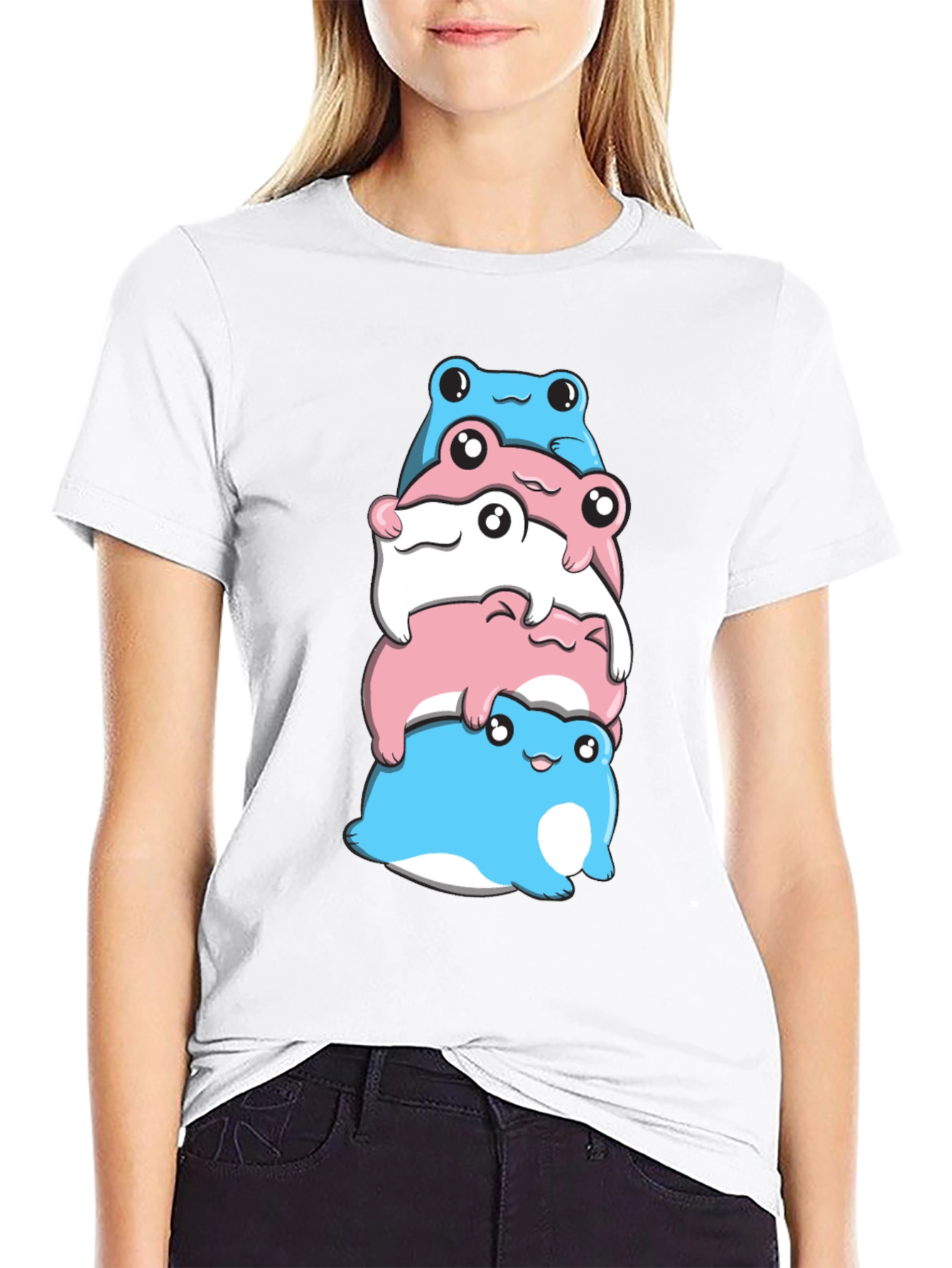 Stacked Transgender Pride Frogs Graphic Tee