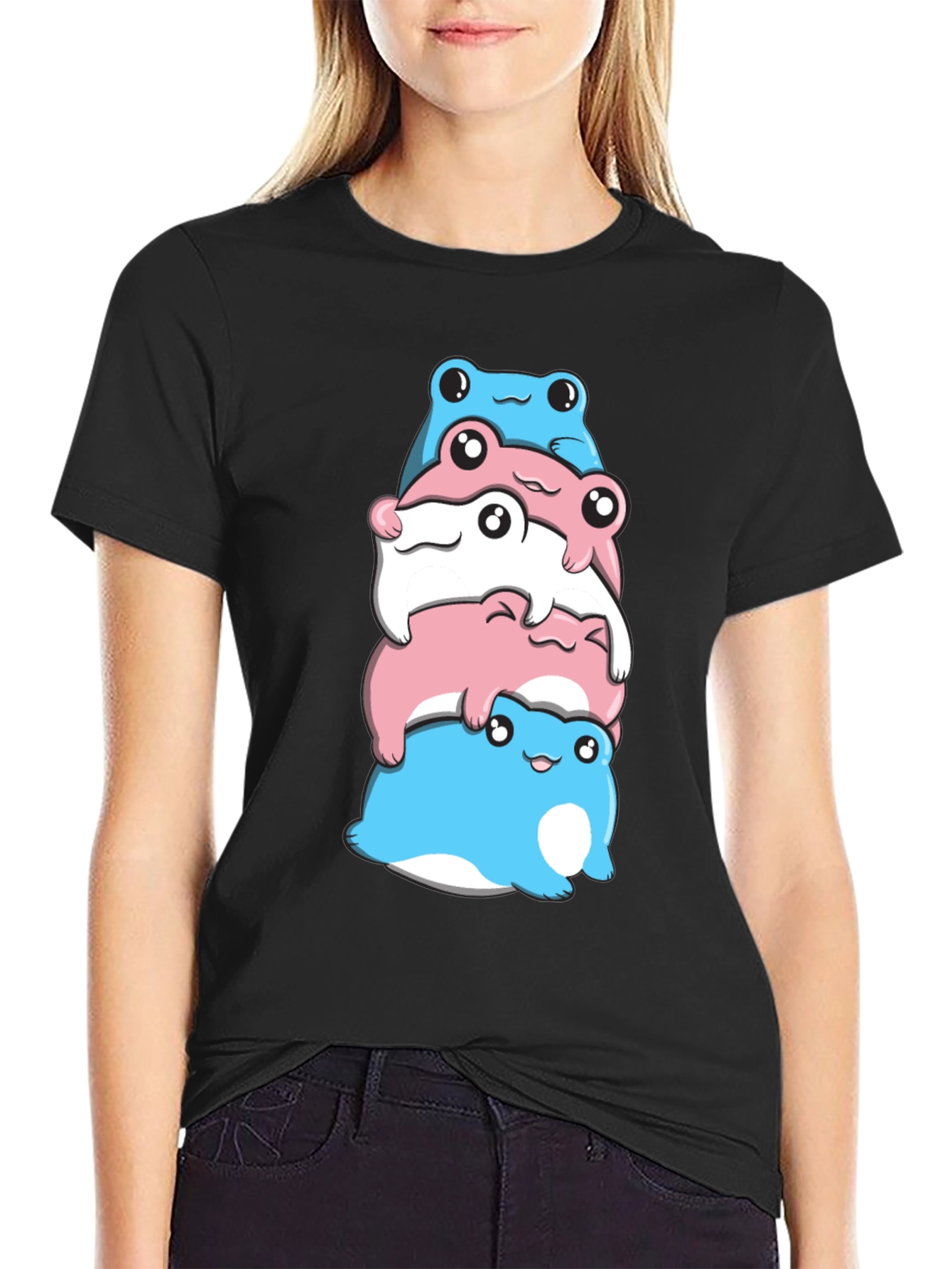 Stacked Transgender Pride Frogs Graphic Tee